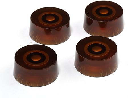 Musiclily 6mm プラスチック製 レスポールギター用スピードノブ、アンバー(4個入)
