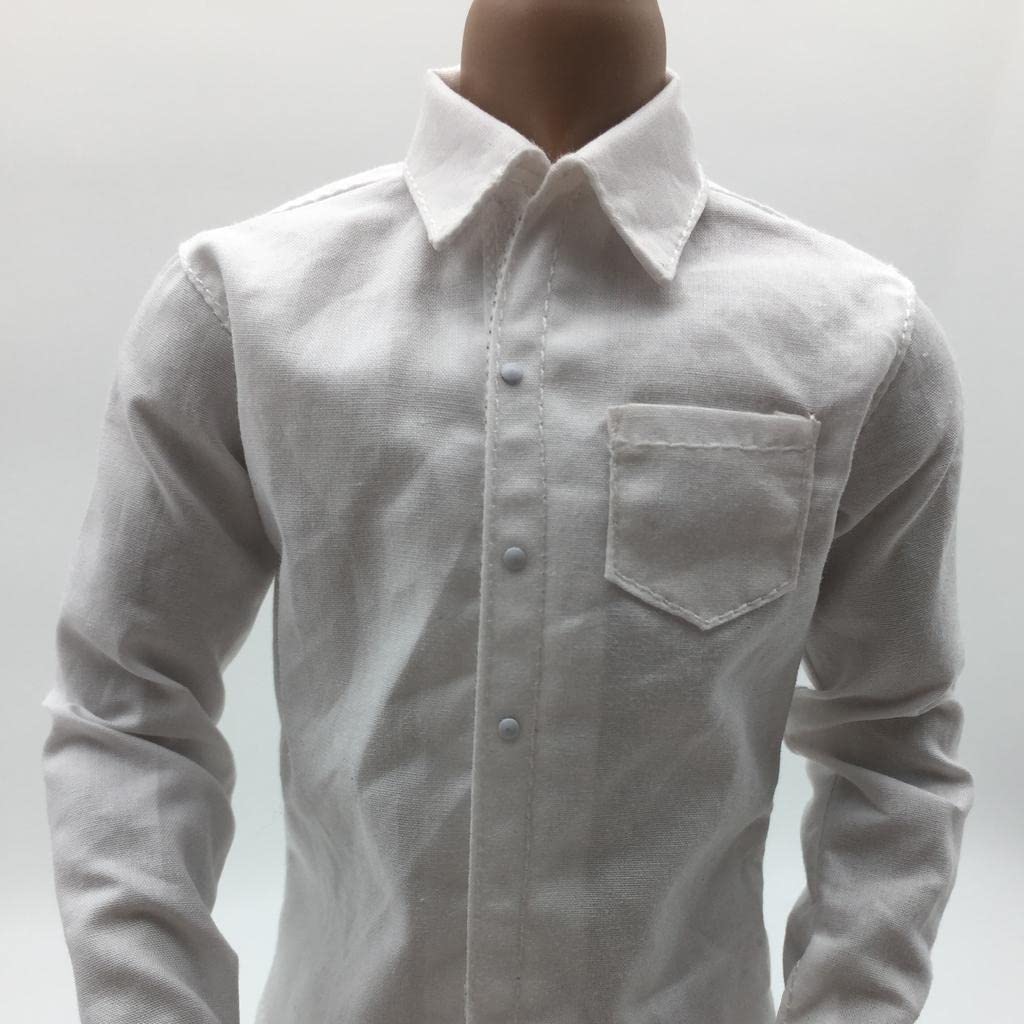 grey dress shirt white buttons 1/6th scale figure amazon Amazon.com: CoudarTitie 1/6 Scale White Dress Shirt for 12 Inch Male Action Figure : Toys & Games