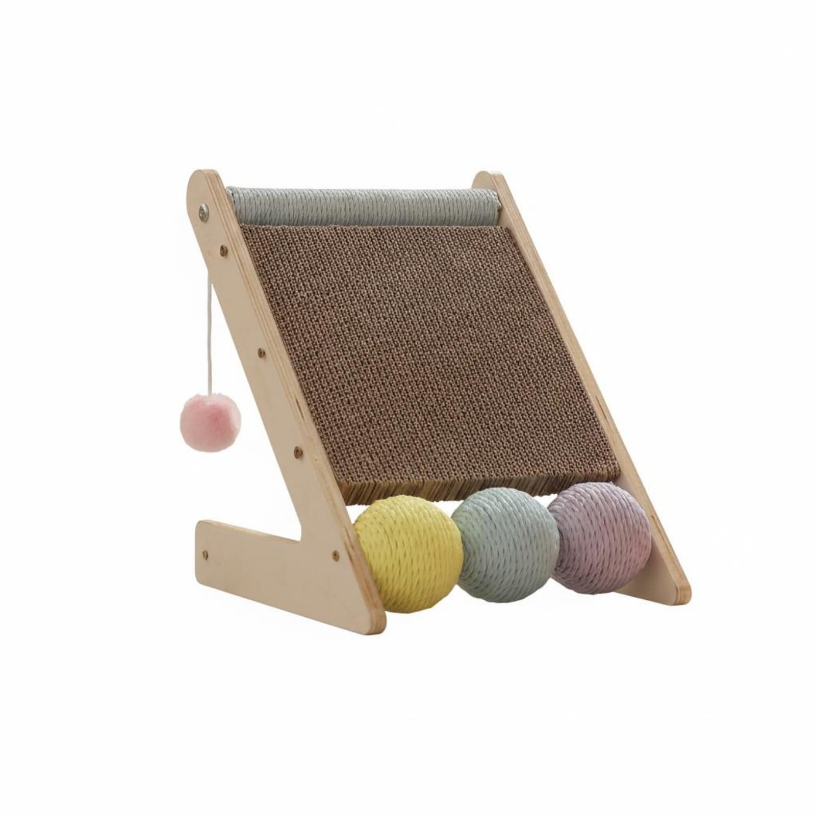 Griffoir Chat Carton Ondulé Ergonomic avec Boules Sisal et Jouet Tissu pour Chat Prévention Obésité et Digestion Saine