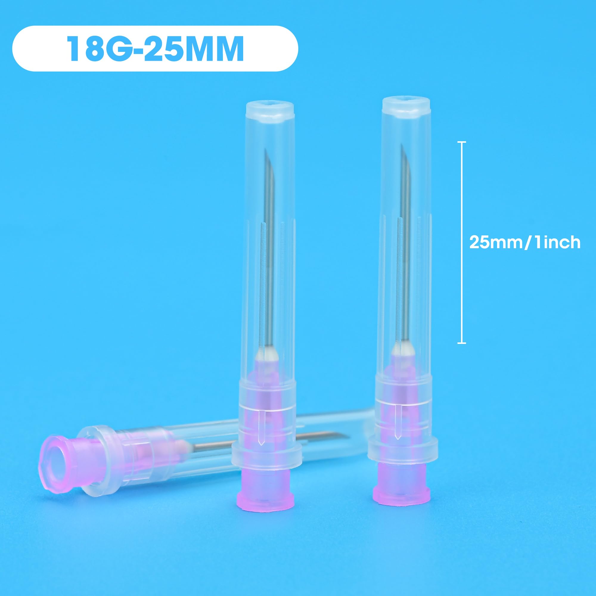 18 Gauge 1 inch Needle with Caps, Disposable Luer Lock for Liquids, Glue, Resin, Industrial and Lab Use, Individually Wrapped, Pack of 100 — Amazon image 2