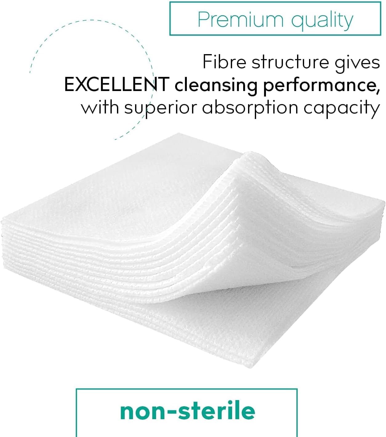 50 Sachets de 100 Compresses Non tissée Non stérile (7,5 x 7,5 cm)