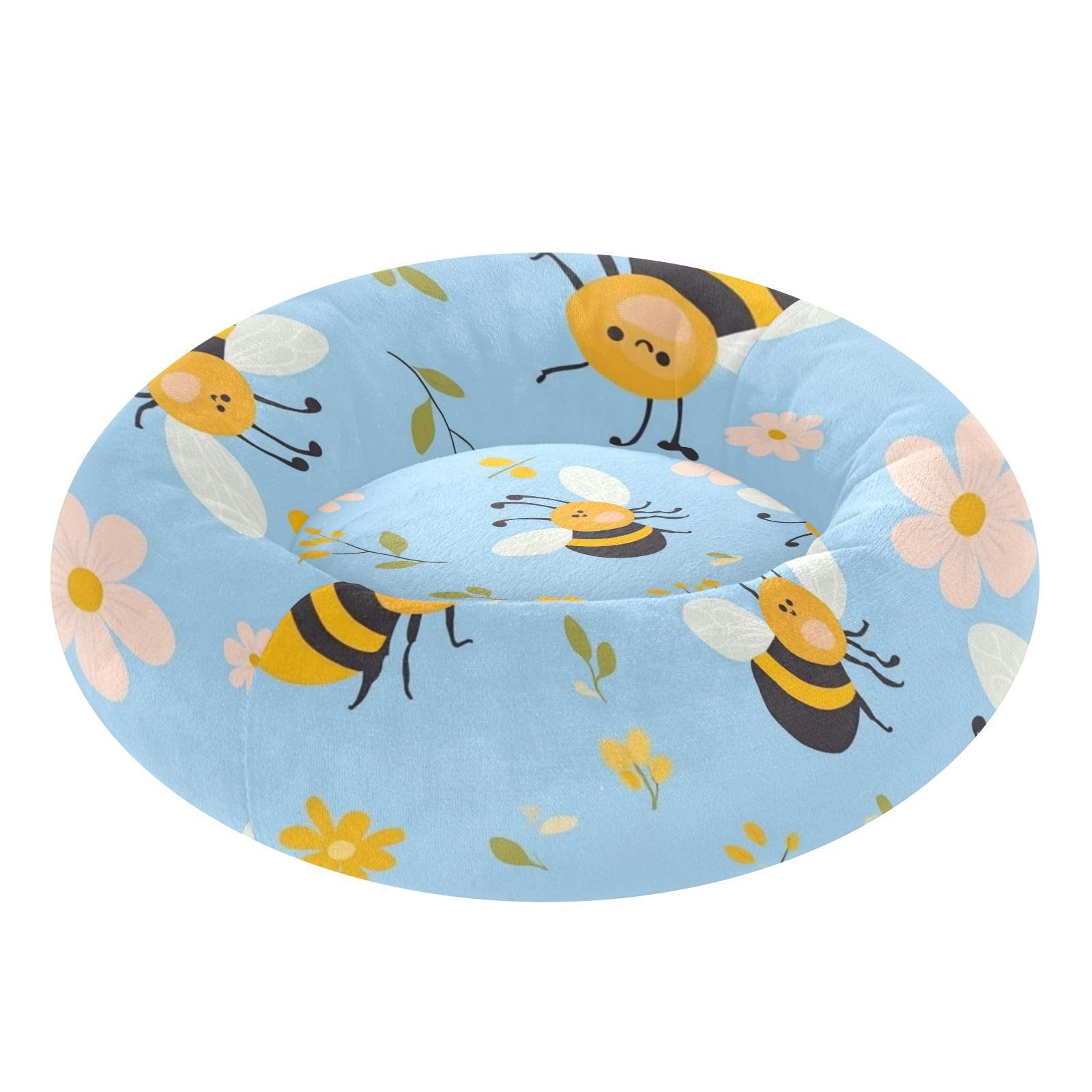Couchage chien abeille jaune et noire taille M lit chaud de salon
