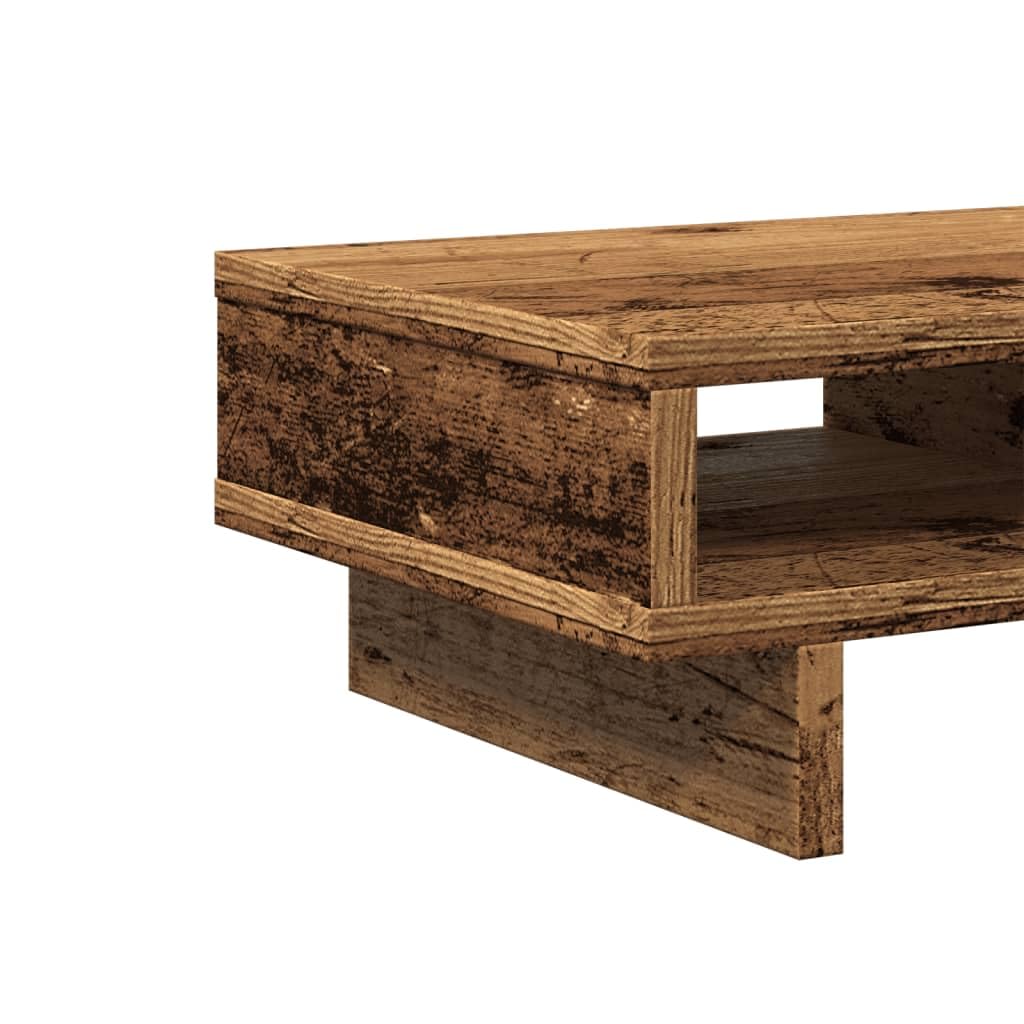 Supporto per monitor, effetto legno anticato, 50 x 27 x 15 cm, regolabile in altezza, con 2 scomparti, per lavorare ergonomicamente in casa e in ufficio, stabile supporto da tavolo per laptop