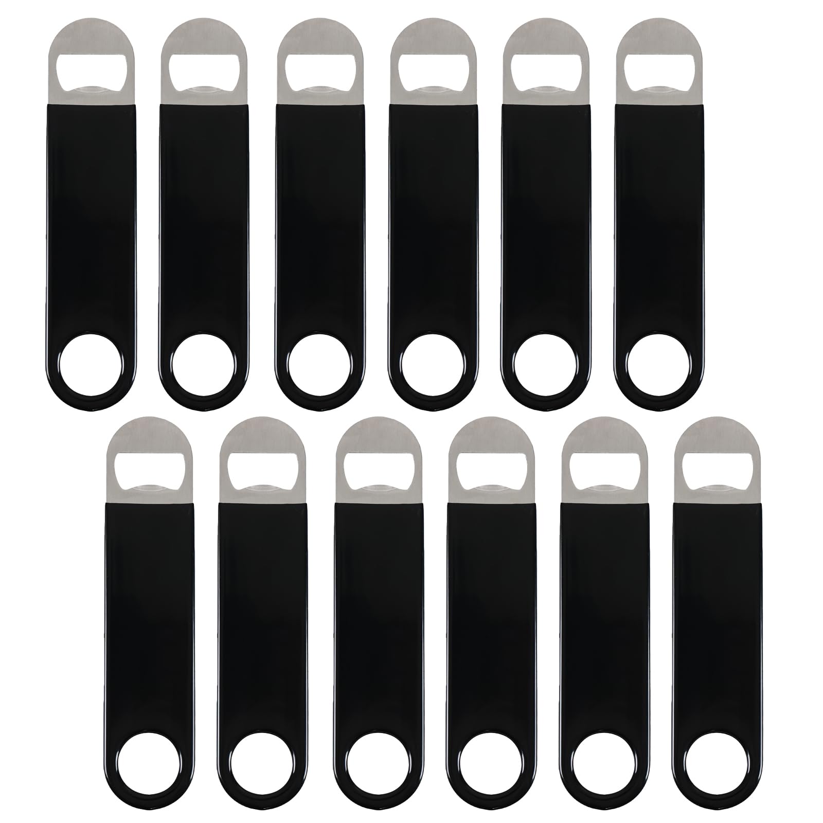 Dehouse 12 Pieces Stainless Steel Bar Blade Beer Opener, Black Bartender Bottle Openers