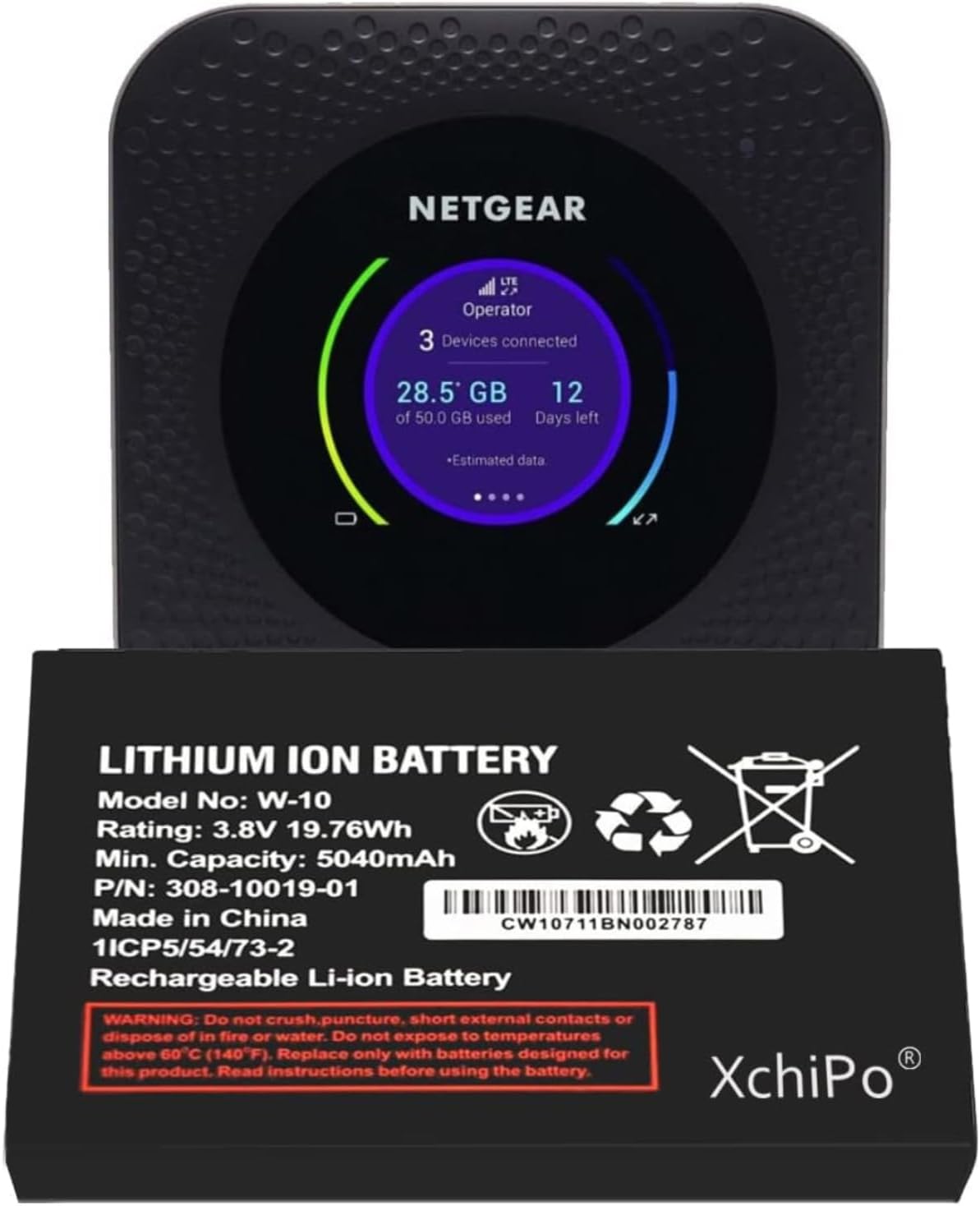 XCY W-10 5040mAh Replacement Battery for Netgear MR1100 AT&T Nighthawk M1 LTE Mobile Hotspot Router (1 Pack)