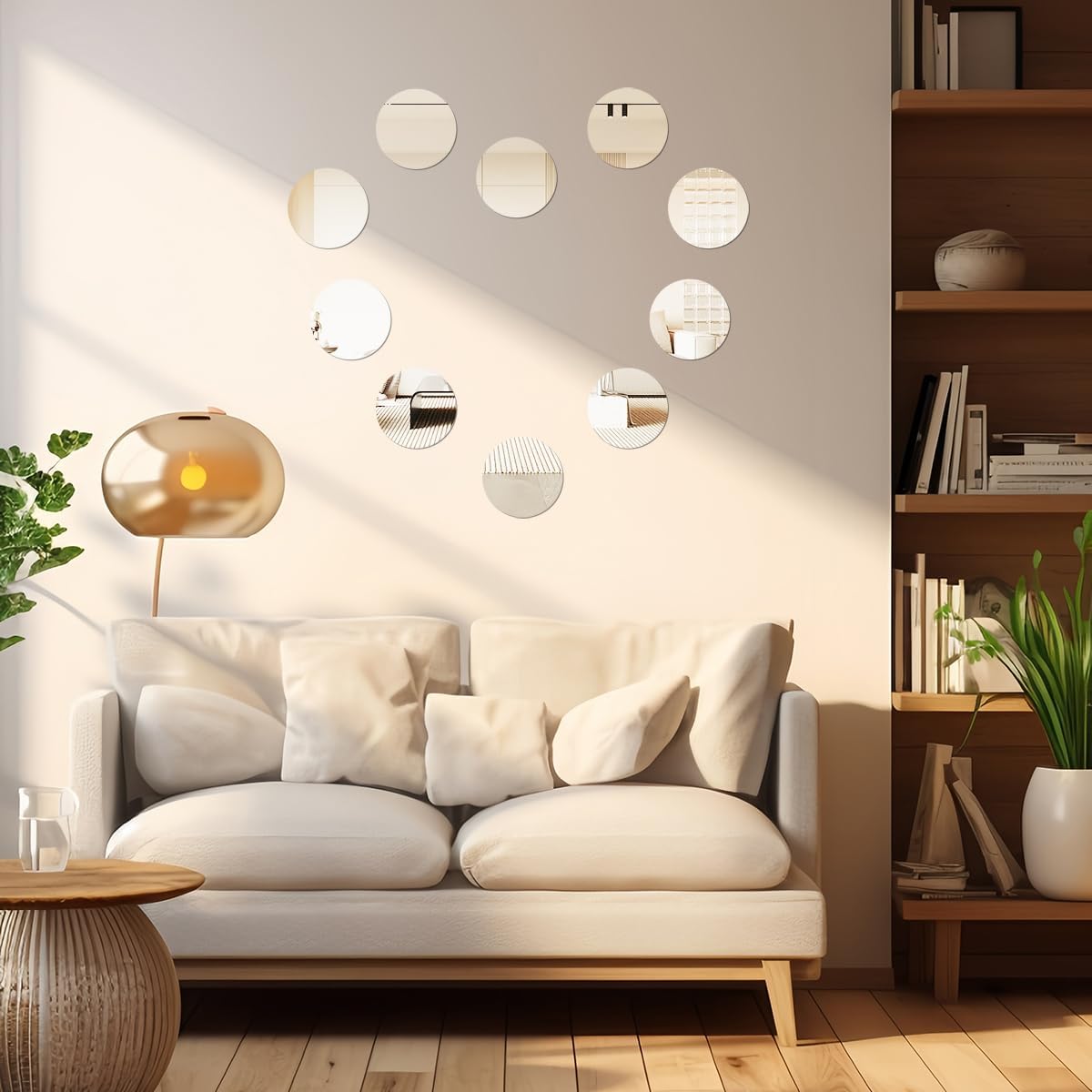 Small Acrylic Square Mirrors 35Pcs Self Adhesive Mini Size Adhesive Mini Mirror, Tiny Mirror Tiles for Crafts and DIY Projects Supplies Home Wall Tables Kitchen Bathroom Decoration (Round, 3inch)