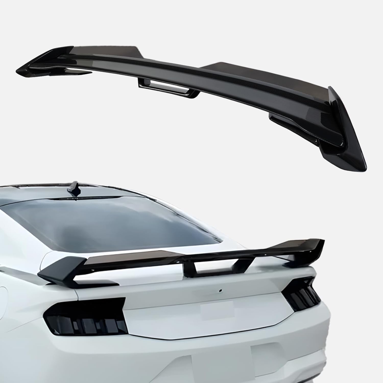 Rear Wickerbill Spoiler Fit for 2024 2025 2026 Ford Mustang EcoBoost/Premium/7th Gen GT/ S650 Dark Horse Style + Wicker Bill Exterior Accessories, Glossy Black
