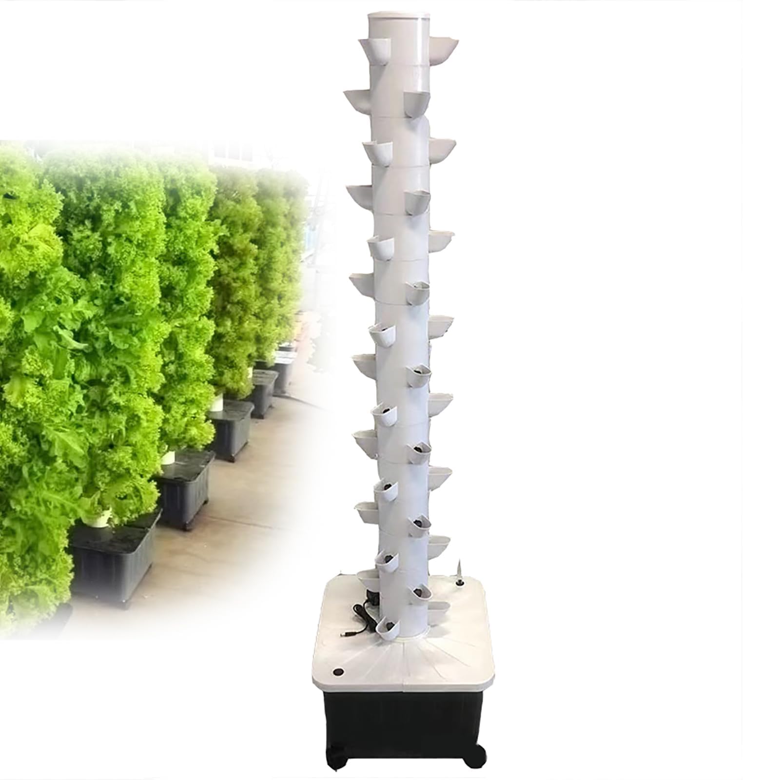 Sistema hidropónico de Torre hidropónica, Sistema acuapónico de 15 Niveles y 45 Orificios, Cultivo sin Suelo, Kit de Cultivo aeropónico para jardín de Hierbas, Frutas y Verduras con Bomba de