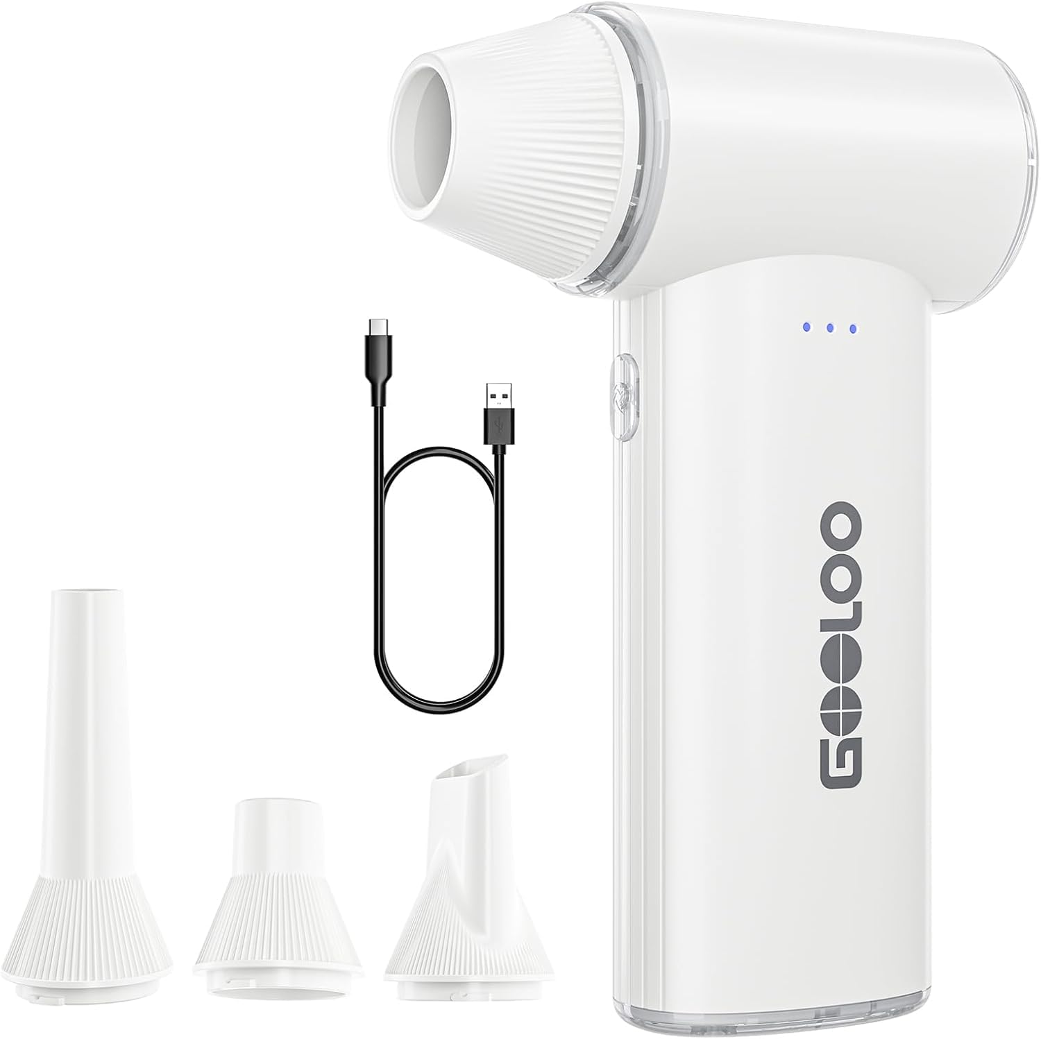 GOOLOO F3 Elektrisches Staubgebläse Druckluftspray – 150000 U/min, 3-Gang einstellbarer Compressed Air Duster mit Schnellladefunktion, Staubbläser für PC, Auto, Outdoor, Sofa