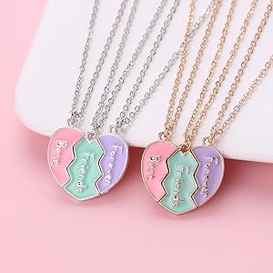 Amazon.com: Elefezar BFF Necklace for 3, Heart Broken Stitching
