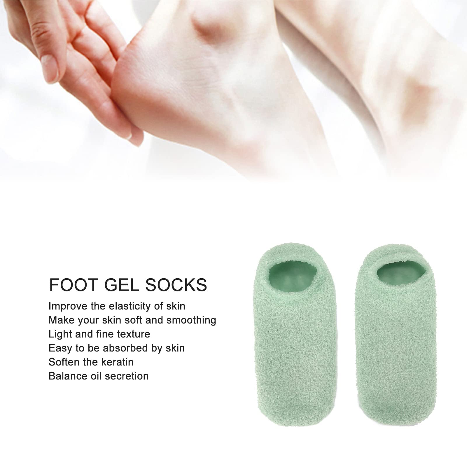 Moisturizing Socks, Cracked Heel care, Foot Care Socks Moisturizing Remove Cracked Skin avoid Slip Reusable Foot Gel cover Green