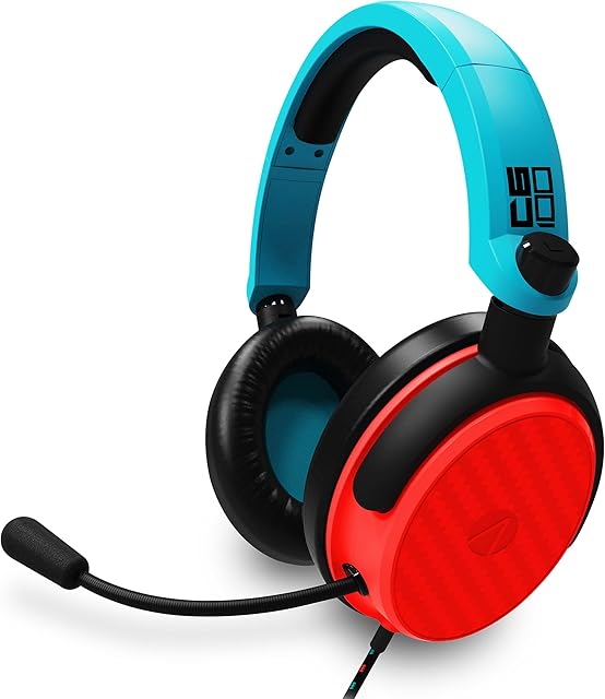 STEALTH C6-100 Red & Blue Over Ear Gaming Headset PS4/PS5, XBOX, Switch, PC with Flexible Mic, 3.5mm Jack, 1.5m Cable, Lightweight, Comfortable and Durable