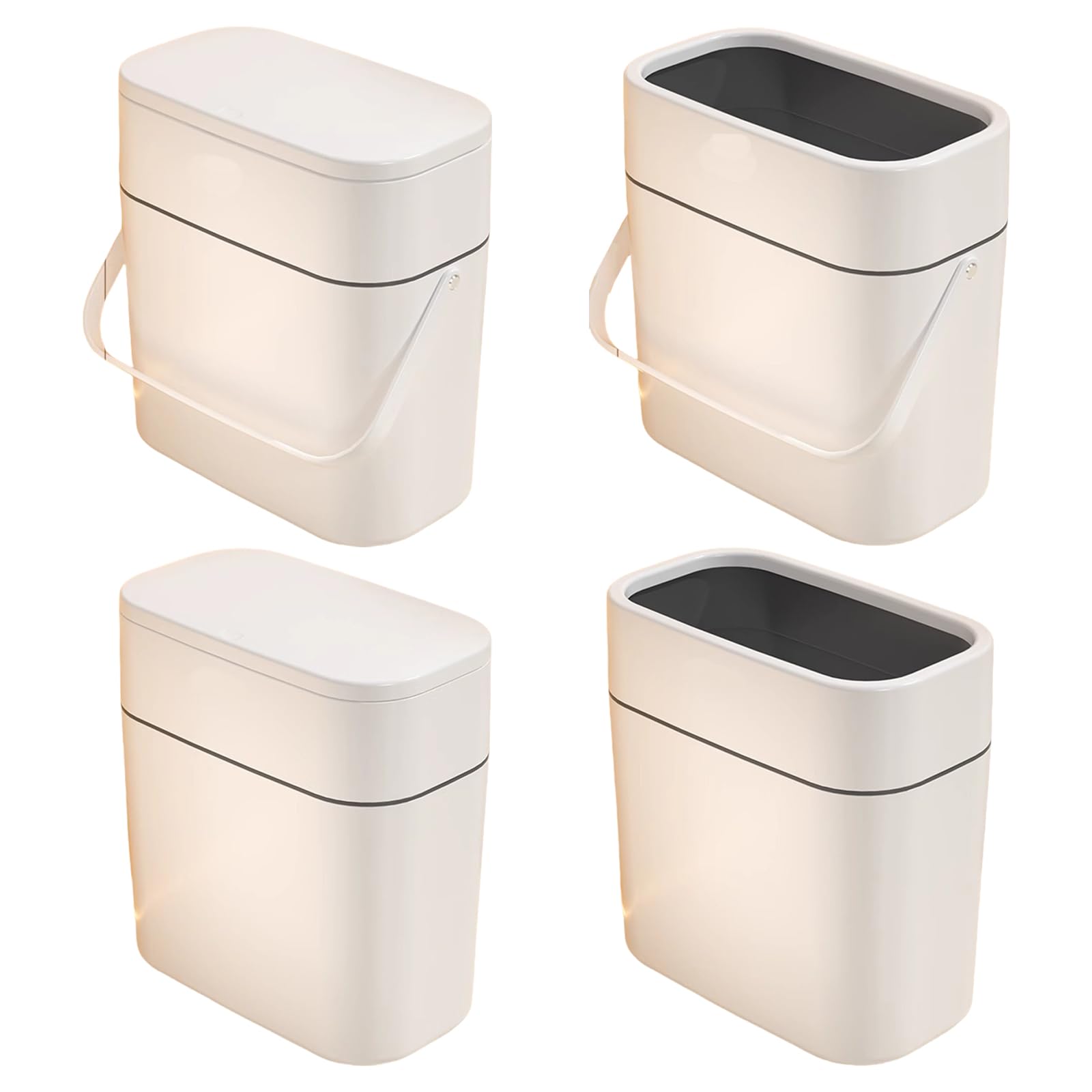 Poubelle à Pression 30L - Couvercle Poussoir - Design Bois - Pour Cuisine Et Salle De Bain
