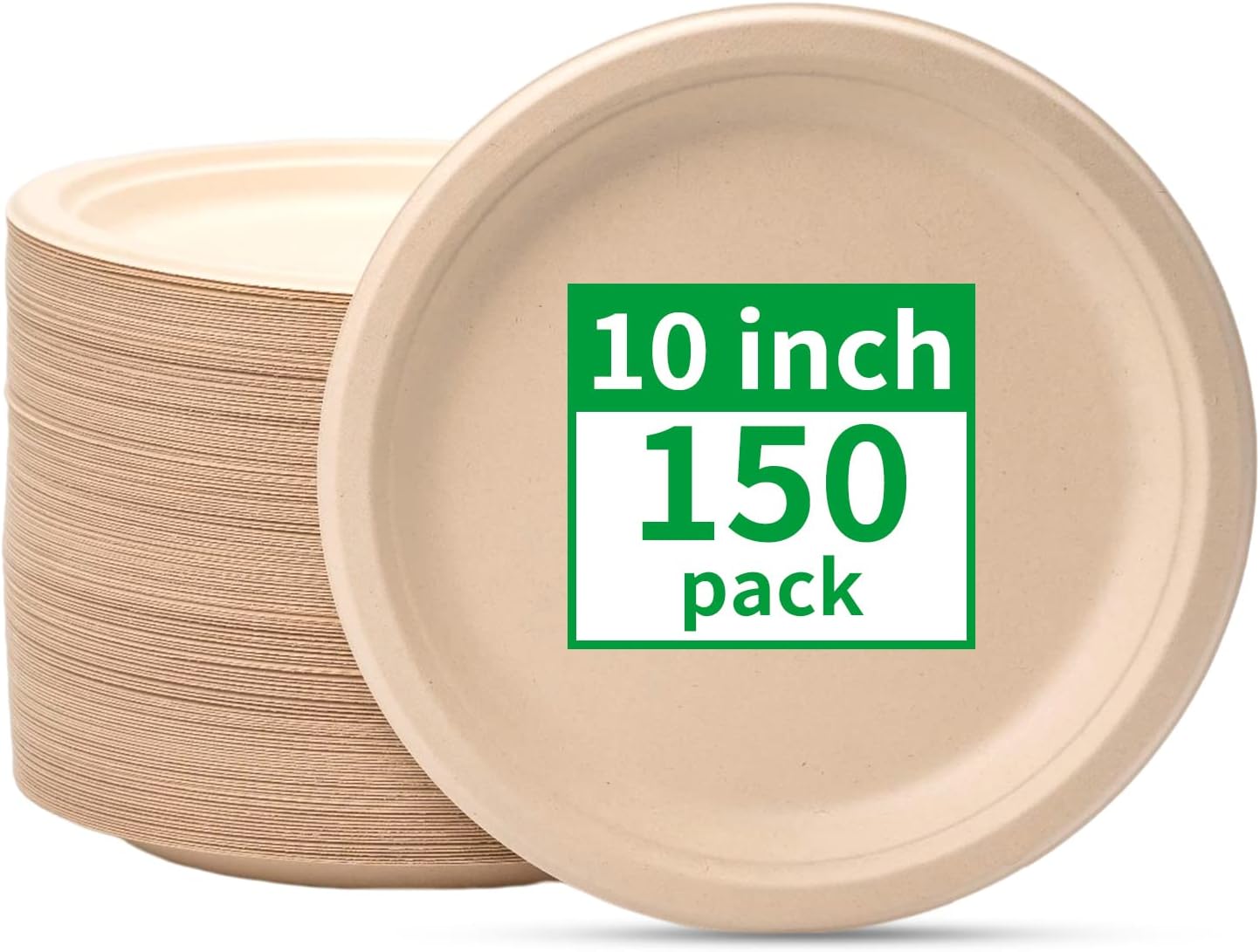 RACETOP Compostable Paper Plates 10 Inch [150 Pack