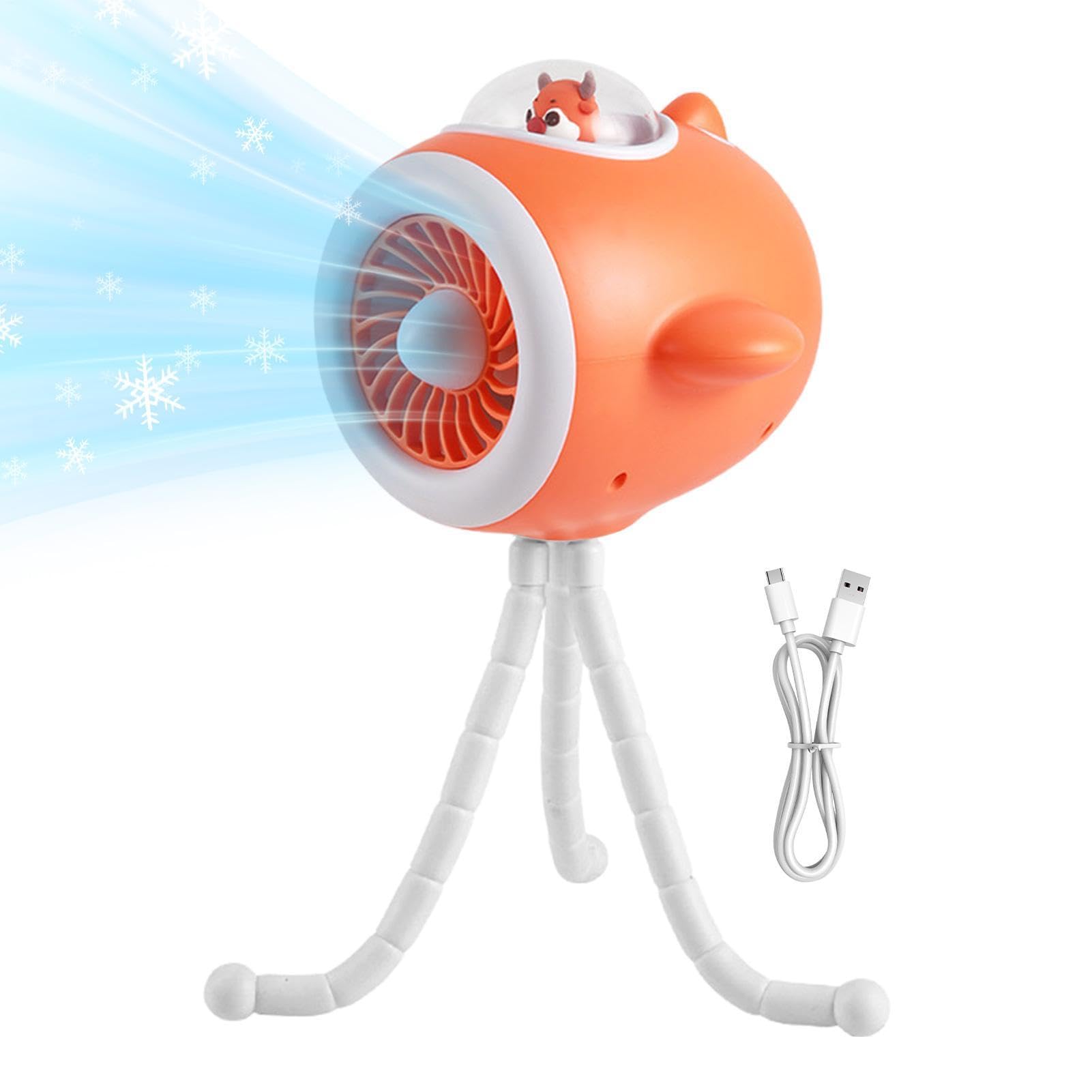 Ventilatore per Passeggino 3 Velocità Regolabile Luce LED | Ventilatore da scrivania portatile per bambini, adolescenti, adulti, asilo nido, passeggiate quotidiane, campeggio, casa