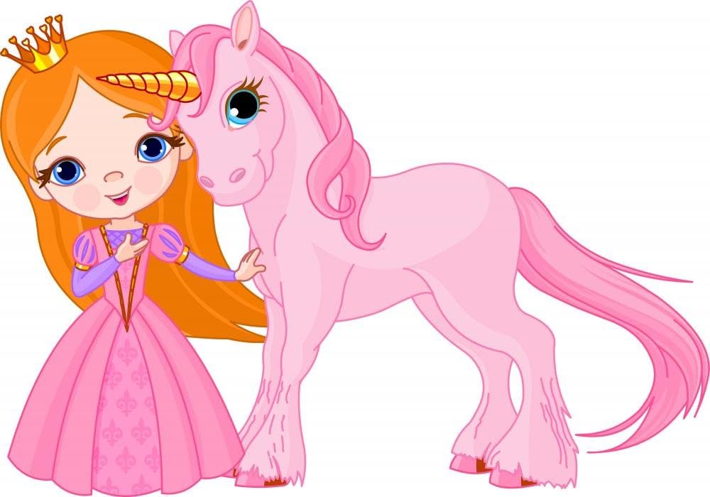 Wallmonkeys Beautiful Princess and Unicorn Wall Decal Peel and Stick Decals for Girls (60 in W x 42 in H) WM223494