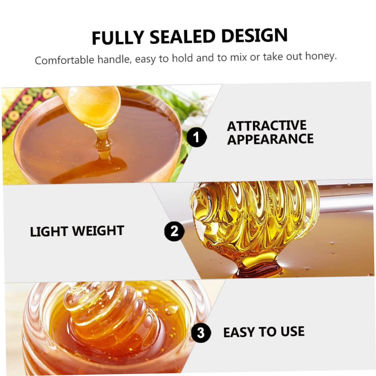 COLLBATH 2pcs Honey Stirrer Mini Scoop Coffee Mixing Stick Honey Dipper Sticks Honey Spoon Stick Coffee Stirrers Honey Dipperjar Honey Dispensing Stick Mini Jar Transparent Glass re-usable