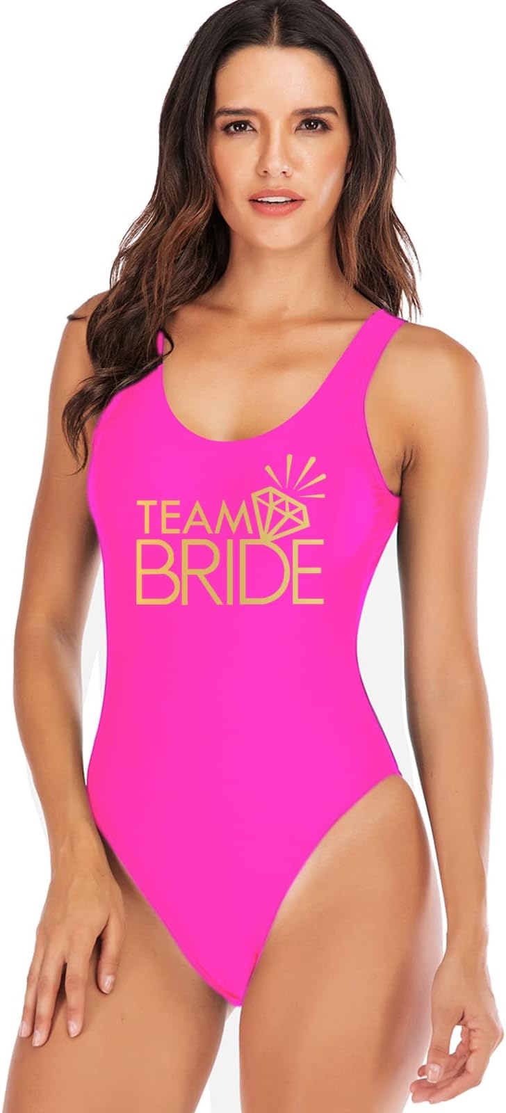 Bride to Be Squad Women One Piece Swimsuits Letter Print Swimwear High Cut Monokini Bridesmaid Team Bathing Suits