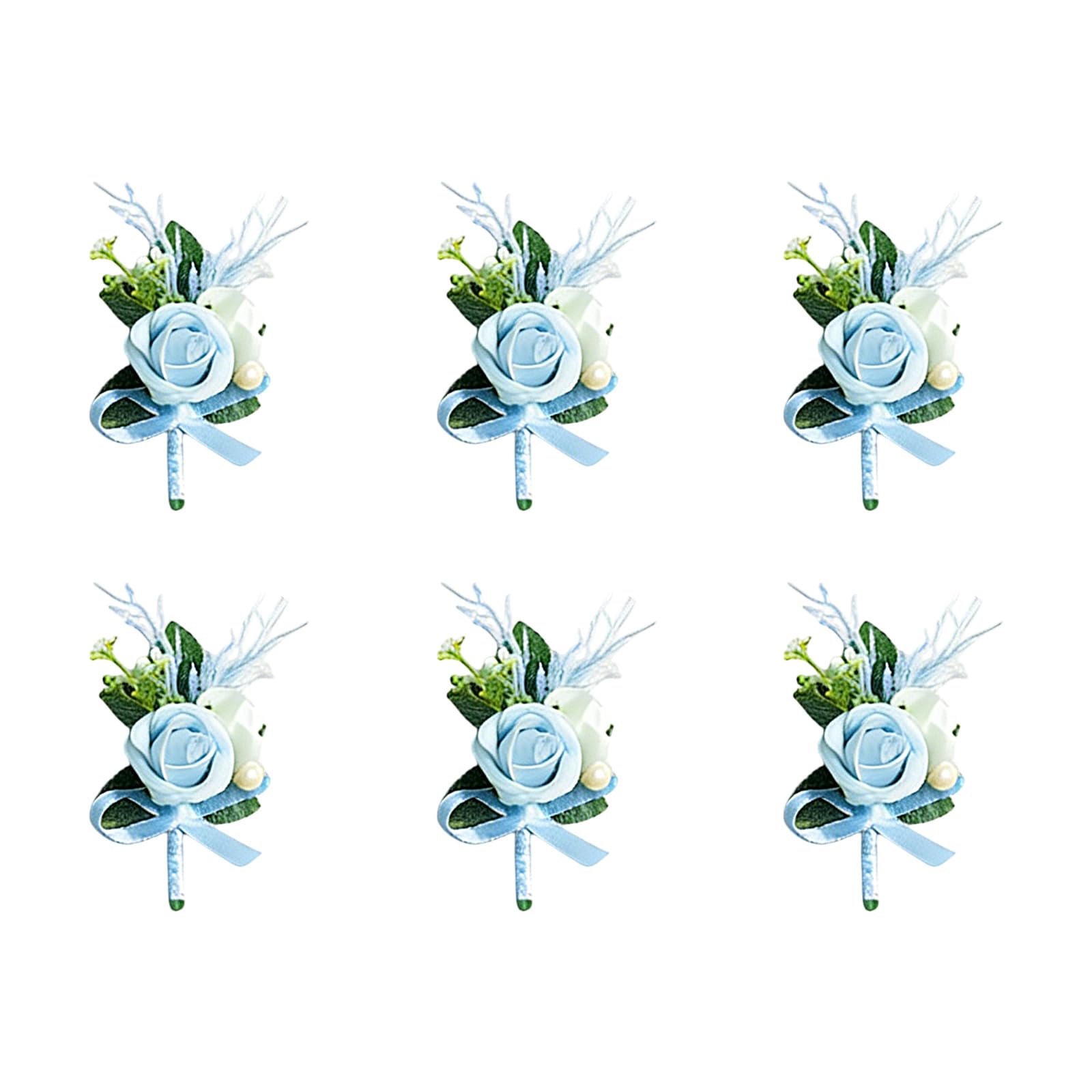Hsioluted 6Pcs Artificial Flower Bouquet Wedding Boutonniere Wrist Corsage for Prom Bridal Showers Wedding Anniversary Graduation Artificial Flower Nosegay