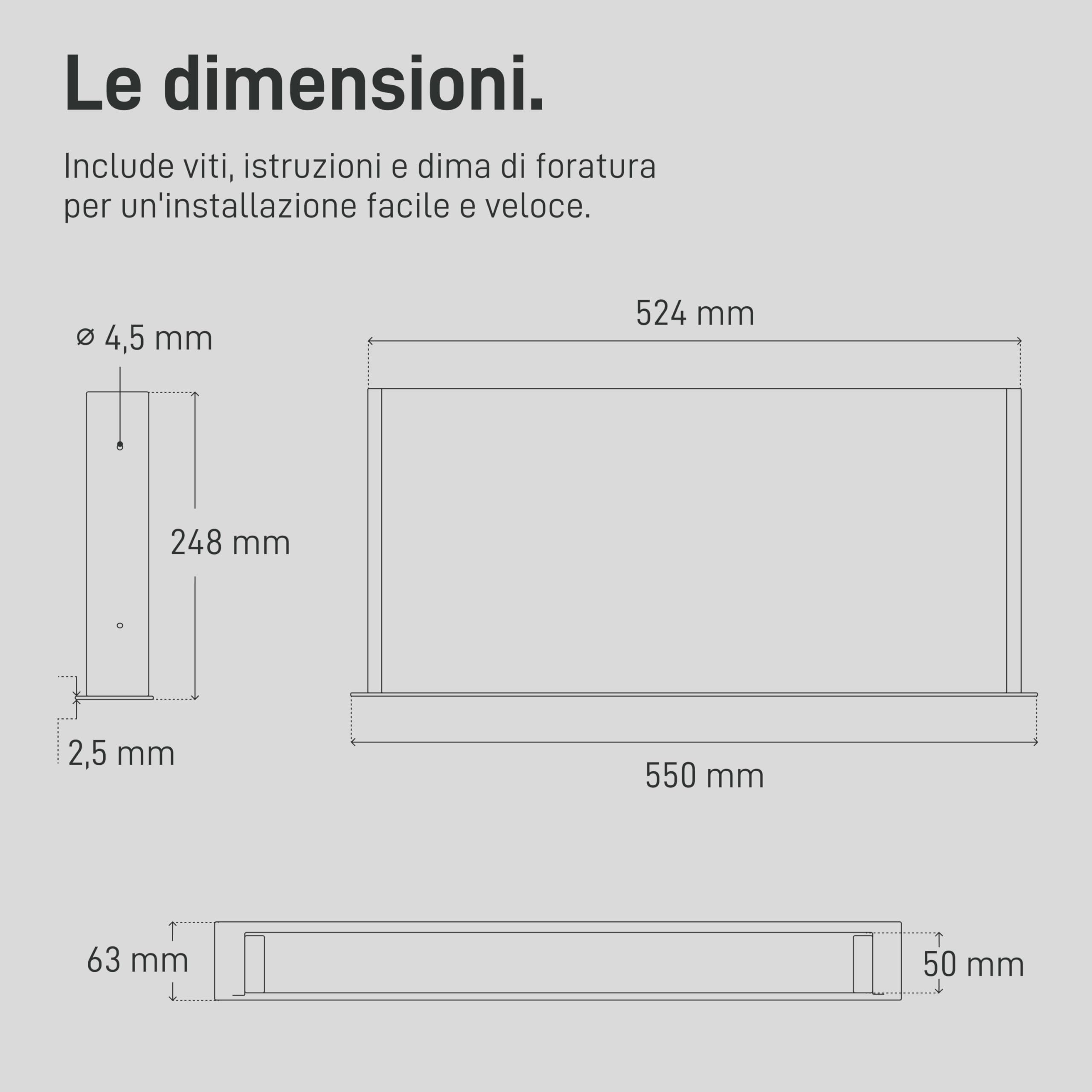 Natural Goods Berlin EXPERT - Cassetto in metallo nero con tappetino antiscivolo – 55 x 25 x 5 cm – Sottomano cassetto cassetto cassetto scrivania Under Desk Drawer cassetto scrivania