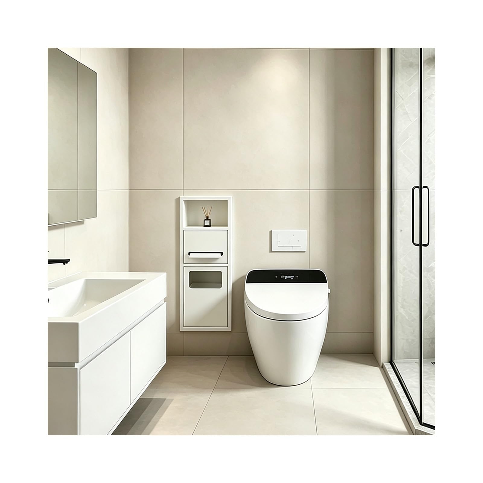 Recessed Toilet Niche, In-wall Trash Bin Cabinet for Bathroom Toilet