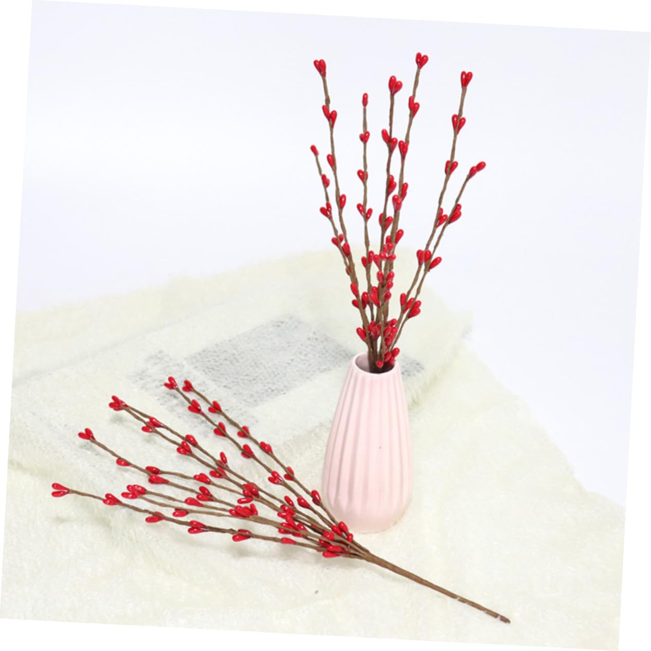 TOPBATHY 15 Pièces Branche De Baies Artificielles Décorations Rouges Décor De Noël Ornements De Noël Fausses Tiges De Baies s De Houx De Fausses s Arbre De Pics De s