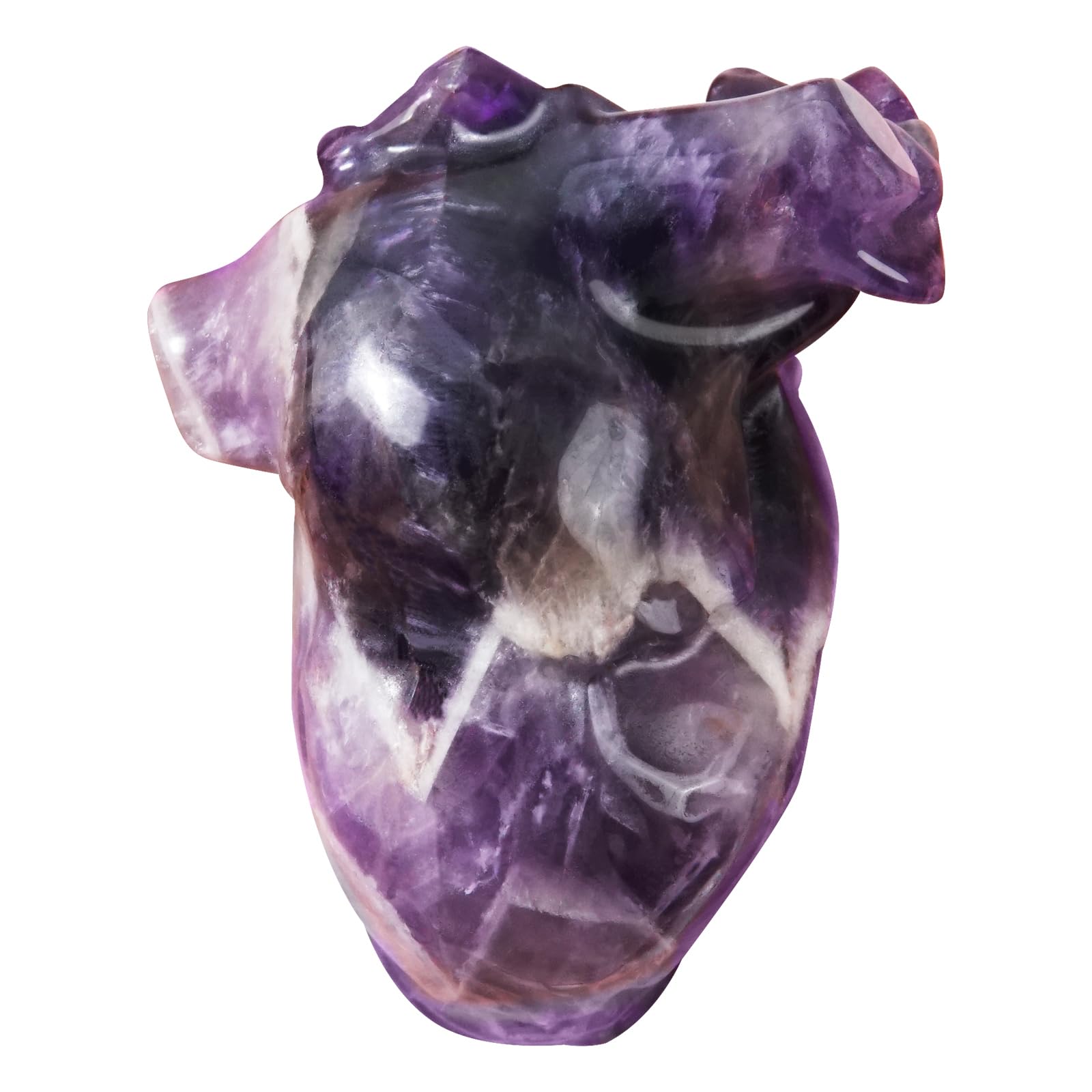 2.17" Amethyst Heart Healing Crystal Hand-Carved Natural Stone Figurine Sculpture for Meditation, Stress Relief, Chakra Balancing, and Home Decor, Spiritual Gift for Women and Men