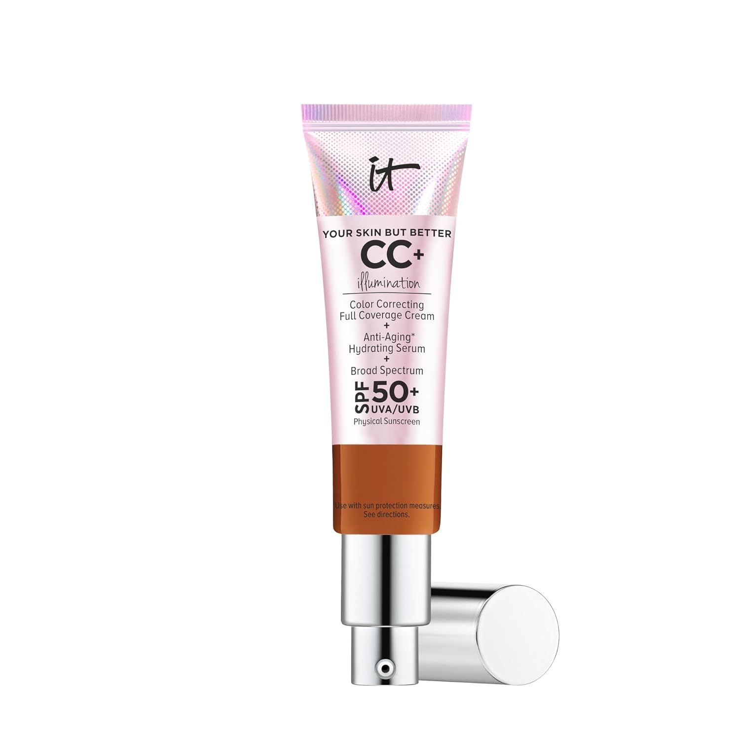 IT Cosmetics CC+ Cream Illumination - Radiant Full Coverage Foundation With SPF 50+, Color Corrector & Hydrating Anti-Aging Serum, Hydrolyzed Collagen + Peptides, Normal to Dry Skin - 1.08 fl oz