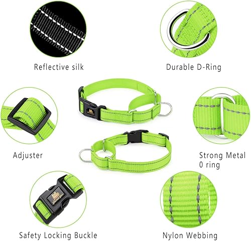 Miniatura 3 de Collar de martingala reflectante Plutus Pet con hebilla - Collar de entrenamiento duradero y ajustable para evitar tirones, collar de gargantilla
