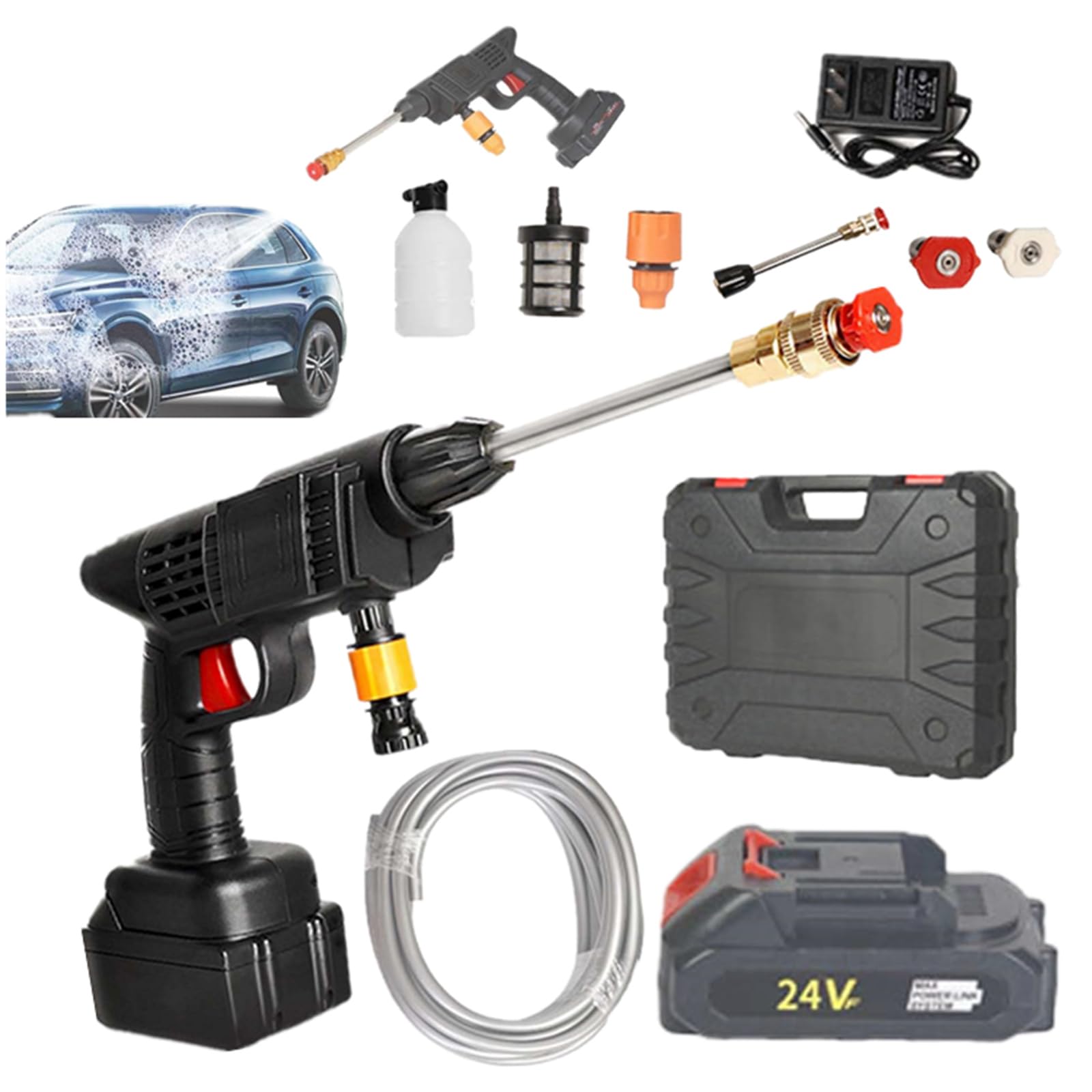 M70 Pro The Cordless Jet Washer, Portable Car Cordless Pressure Washer with Battery, Foam Bottle & Adjustable Nozzle for Car Patio Floor (24V)