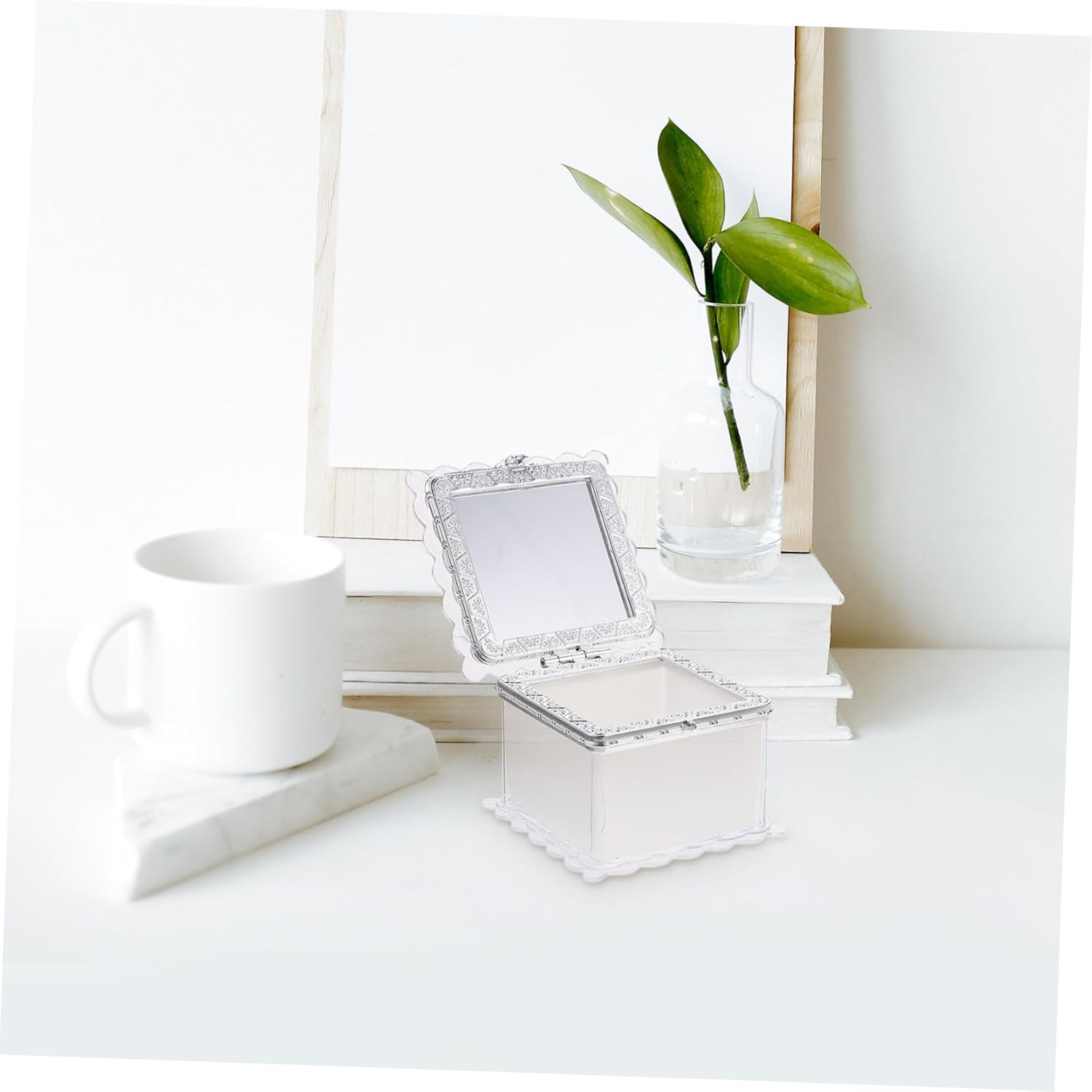 2Pcs Creative Jewelry Box Portable Decorative Boxes with Mirror for Travel Home for Storing Earrings Rings Accessories Unique Design for Organization image 5