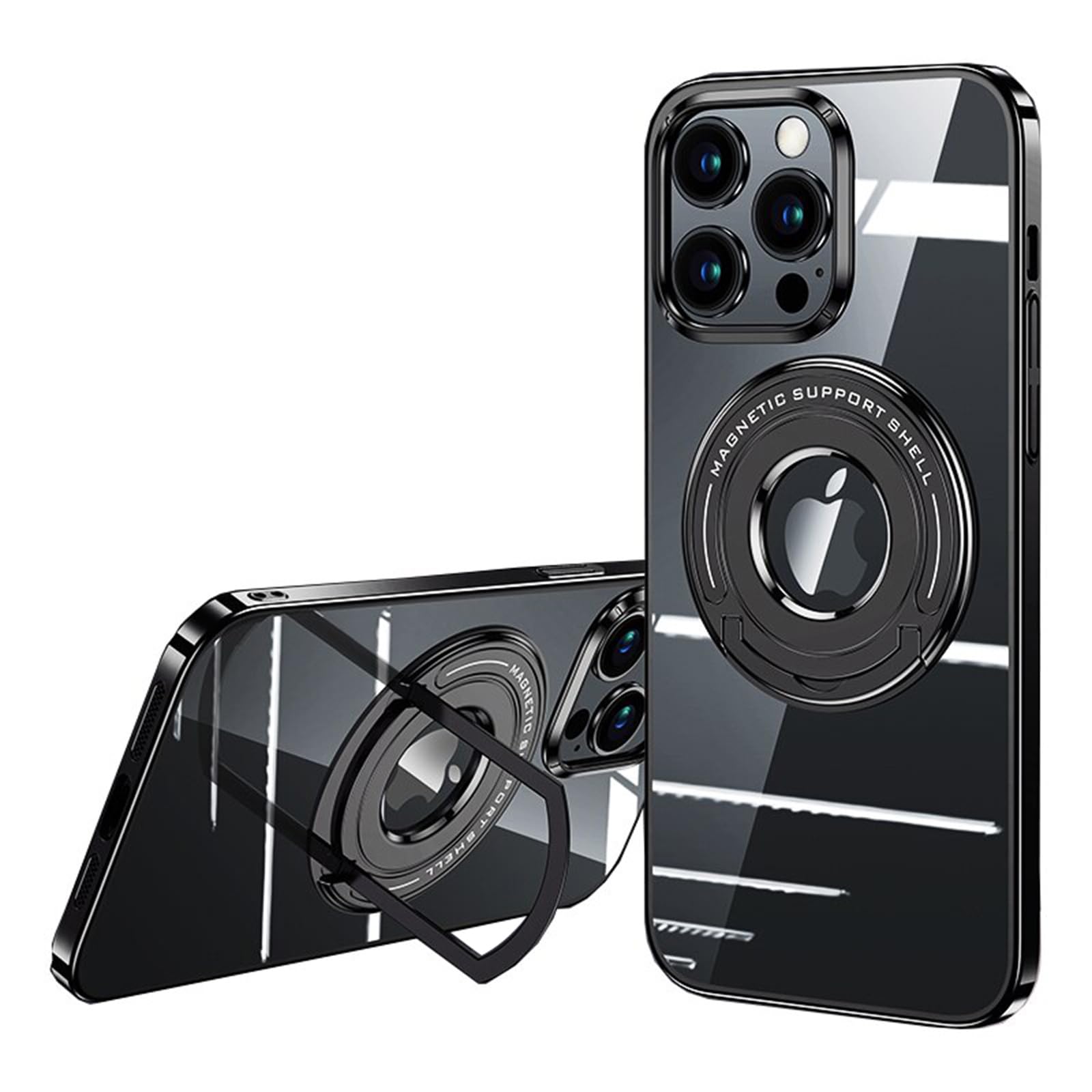 Coque iPhone 15 transparente noire avec support MagSafe invisible - 8