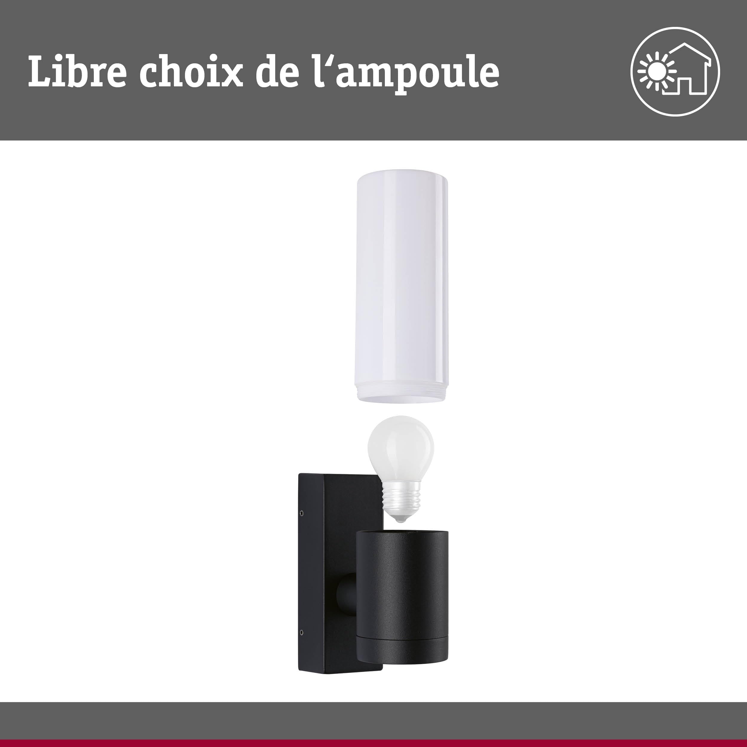 Paulmann 94787 applique d'extérieur Tralia IP44 max. 10W 250 mm Anthracite aluminium E27 - Luminaire d'extérieur sans ampoule