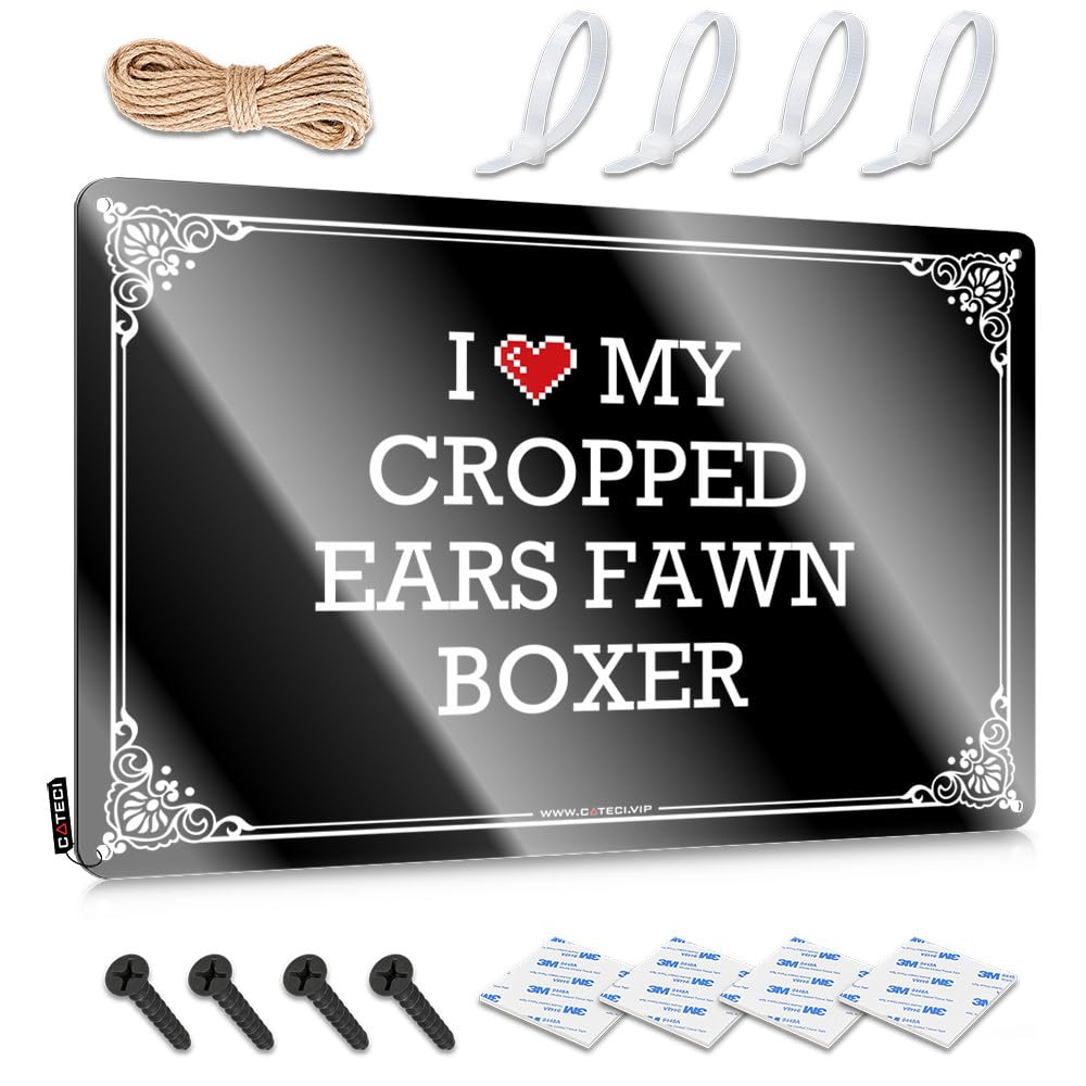 I Love My Cropped Ears Fawn Boxer Funny Vintage Signs Girly Decorative | Handcrafted Haves Hanging Art For Stair Living Room(30X40CM)