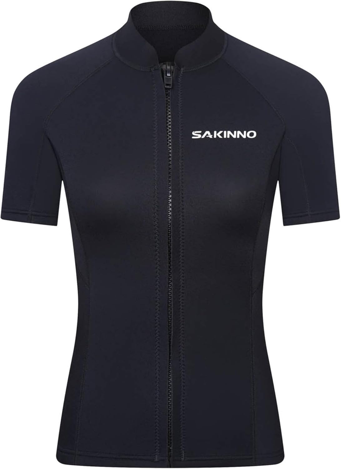 Hansber Women Swimming Costume Diving Suit Top 2mm Neoprene Short Sleeve Stretchy Wetsuit Tops for Snorkeling Scuba Black XX-Large