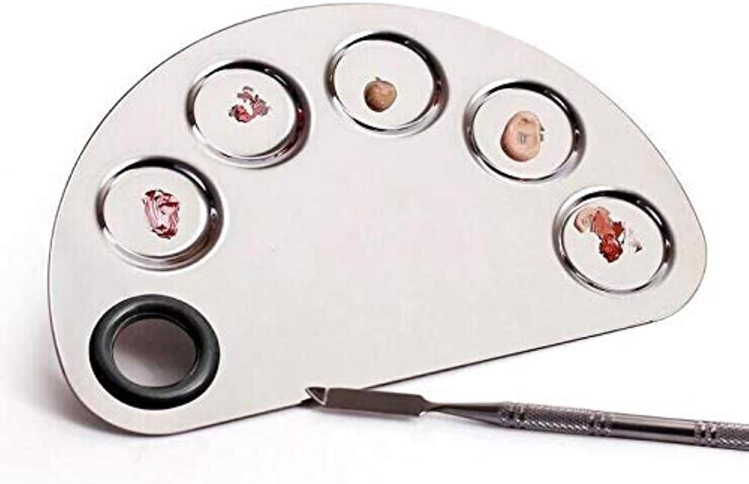 Unknown Brand Makeup Palette with Spatula Tool - Silver Matte Powder Compact - Unisex - 1 Count