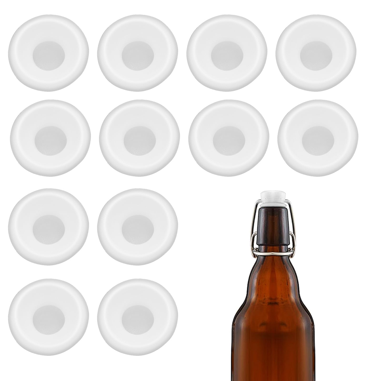 Photo 1 of 12 PCs Reusable Silicone Gaskets Washers Seals for Cap Swing Flip Top Bottle for Home Brew Beer Soda Bottle Sealing & Accessories (Red full cover)
