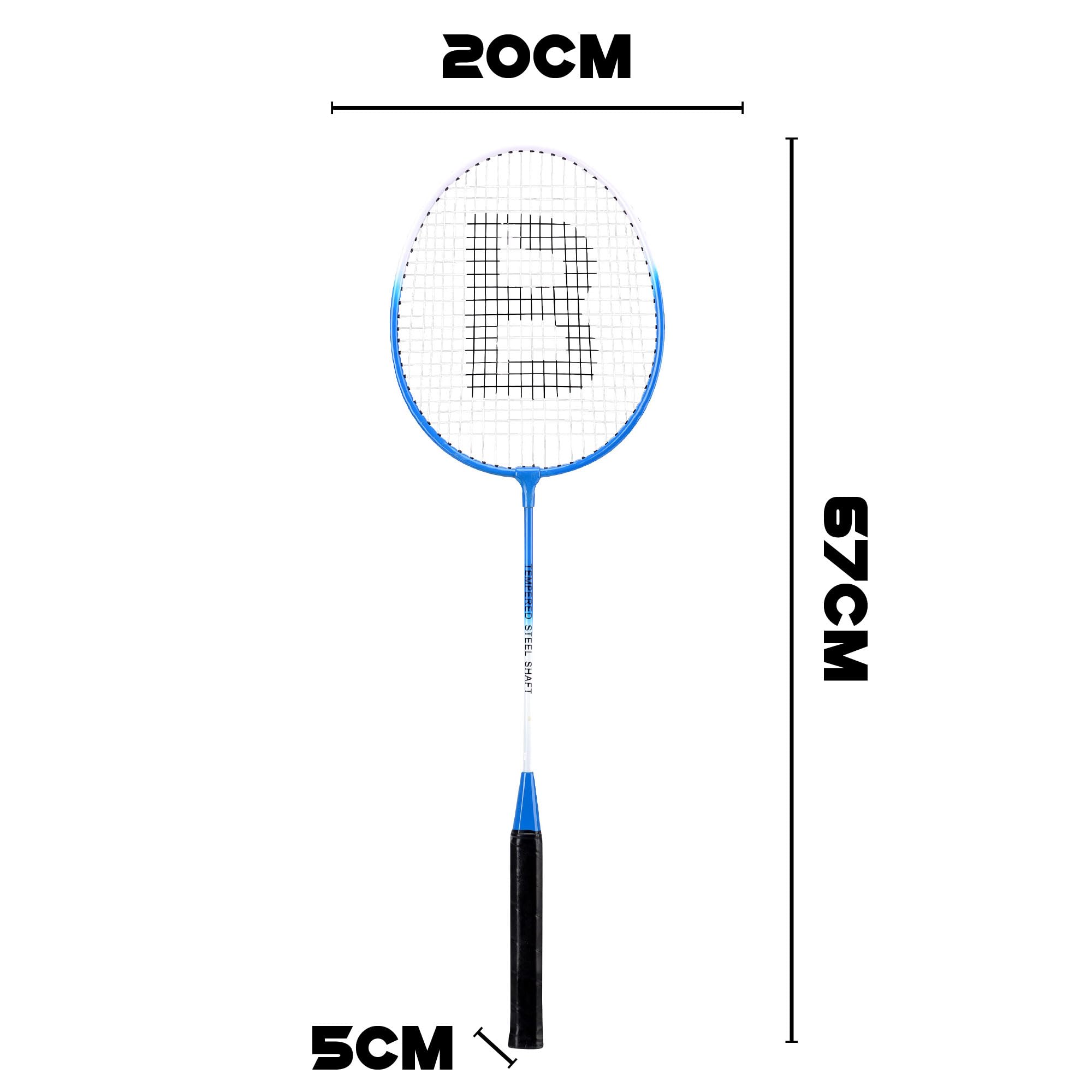 Baseline Juego de bádminton para 4 Jugadores, Incluye 4 Raquetas, 2 Volantes, Red y Postes, portátil con Bolsa de Transporte