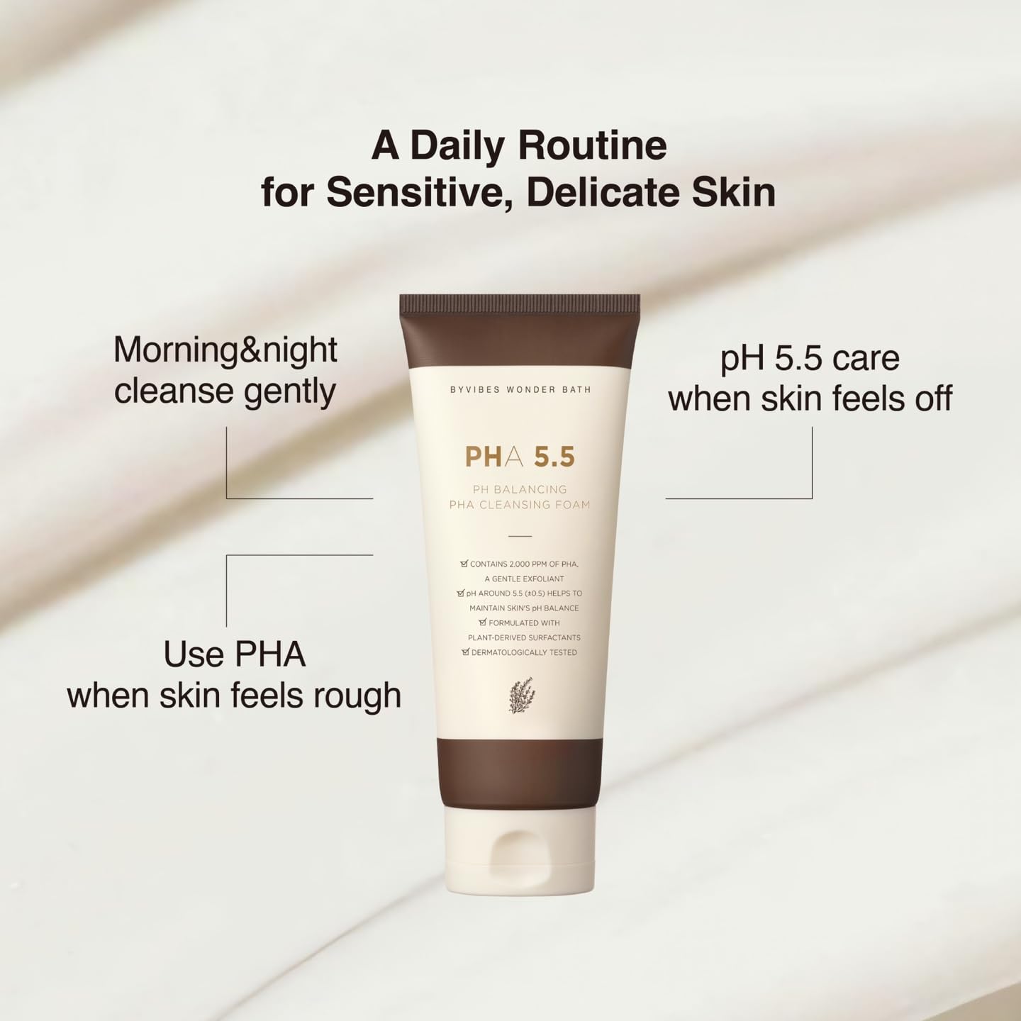 PH Balancing PHA Cleansing Foam - Korean Face Wash for Sensitive Skin, Gentle Hydrating Facial Cleanser, Exfoliating Skin care, 4.4 Fl Oz (130ml) - Image 7