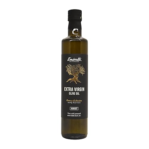Emirelli Aceite de oliva virgen extra de cosecha temprana, robusto intenso, prensado en frío, ideal para aderezos de ensalada, adobos, pastas y
