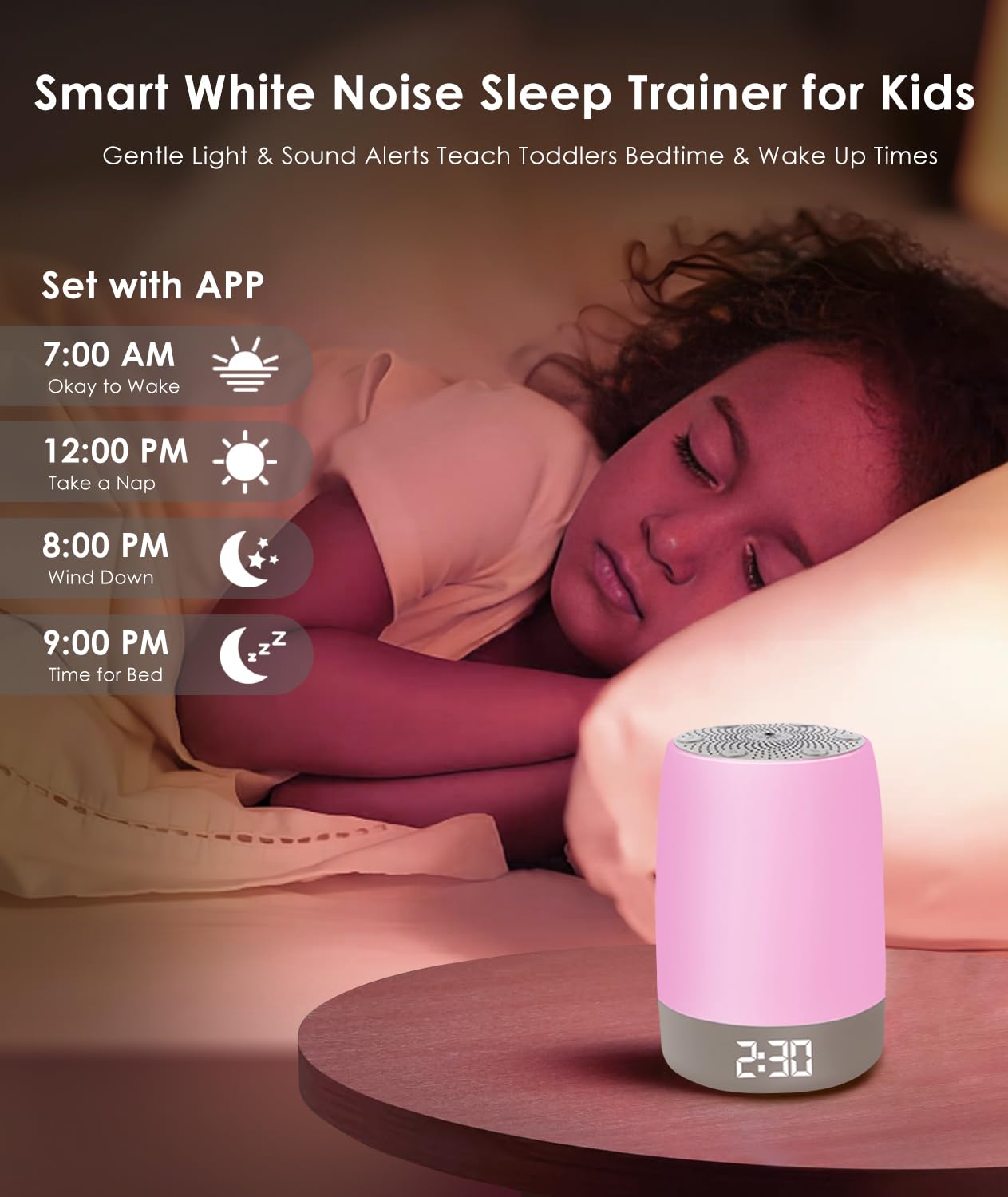 White Noise Machine Baby Wireless Sound Machine with Night Light for Kids Sleep Training Toddler Bedroom