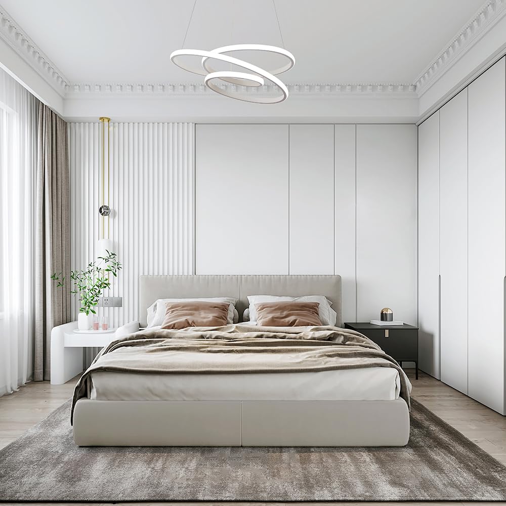 Lampada a Sospensione a LED, Lampadario Circolare da Ristorante, Lampada da Soffitto dal Design Irregolare Minimalista per Camera da Letto, Soggiorno - Luce Bianca da 68 Watt