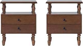 Vivienne 2-Drawer Spindle Nightstand - Dark Brown - 2pk