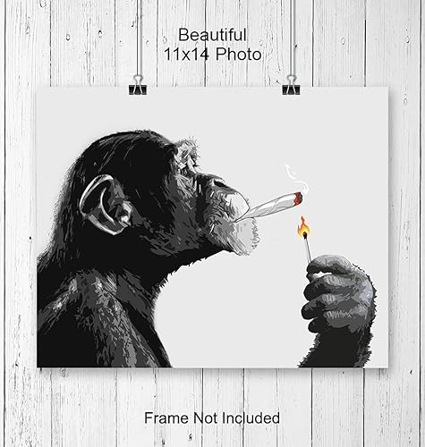 Miniatura 4 de DOPE Chimp Smoking Weed LARGE 11x14 - Psychedelic Room Decor - Marijuana Gifts for Men - Dope Posters - Trippy Wall Art - Cannabis Art Print -