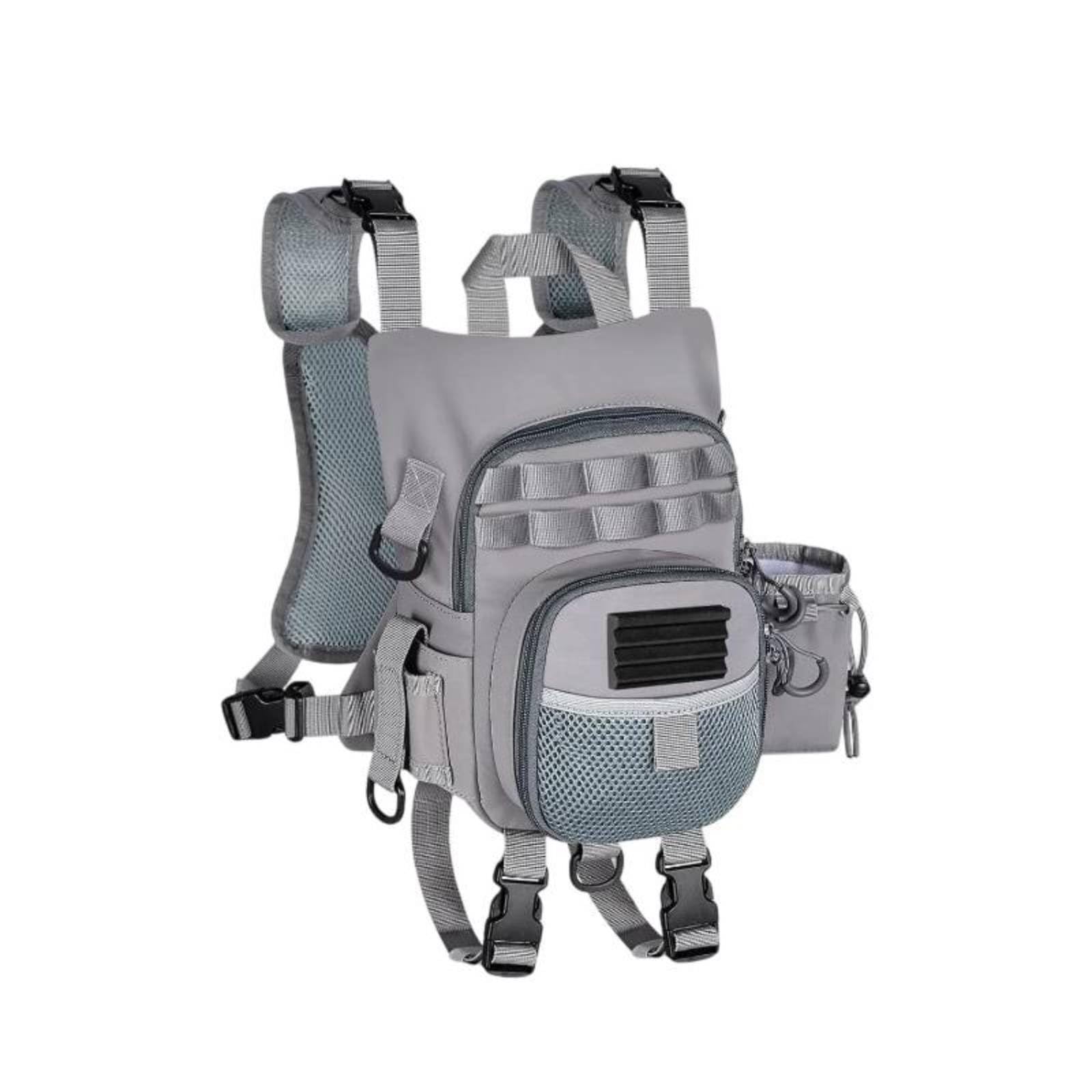merishopp Handsunrestricted Fishing Chest Pack Quick Reach Fishing Storage Bag Breathable Back Panel Outdoor Gear Adjustable Straps for Anglers, Gray-picture-51