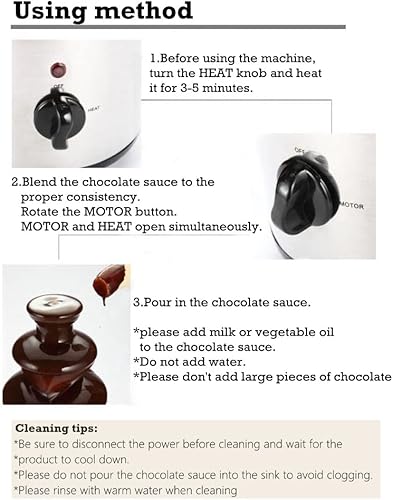 Miniatura 6 de Fuente de fondue de chocolate de 4 niveles, máquina calentadora de chocolate de acero inoxidable para chocolate y mantequilla de caramelo, capacidad