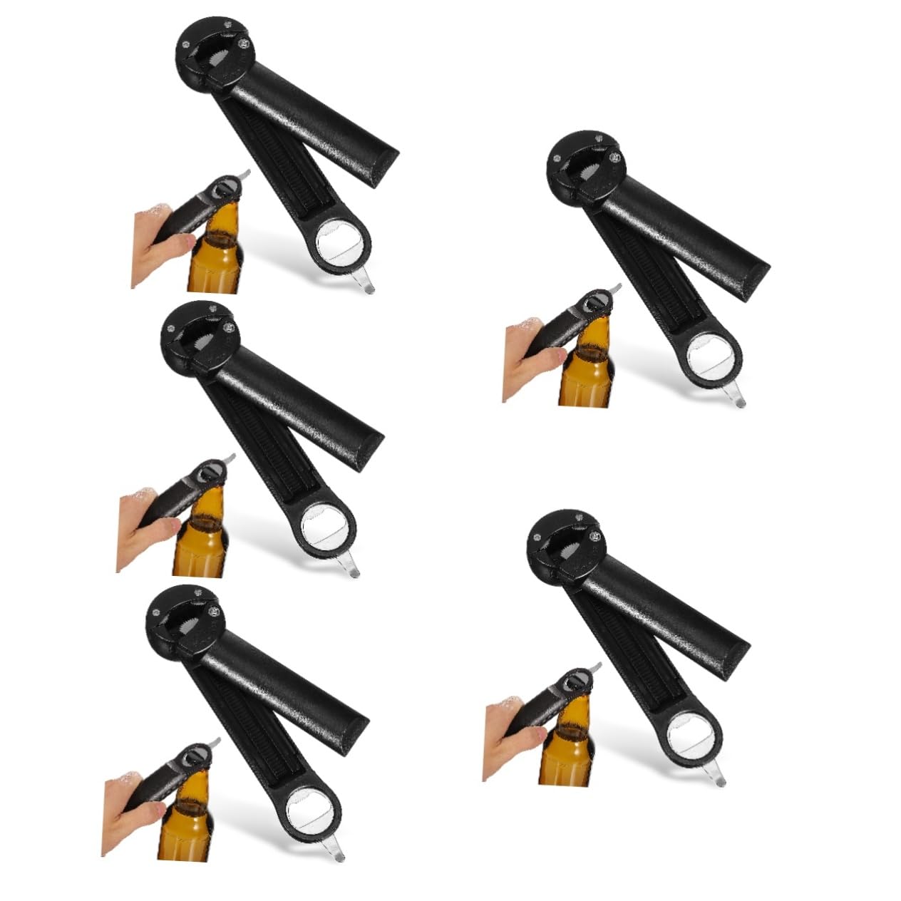 Cabilock 5piezas Abridor De Tarros Multifuncional Retráctil Inoxidable Abrebotellas Ergonómico Mango Antideslizante Para Latas y Frascos Para Mayores y