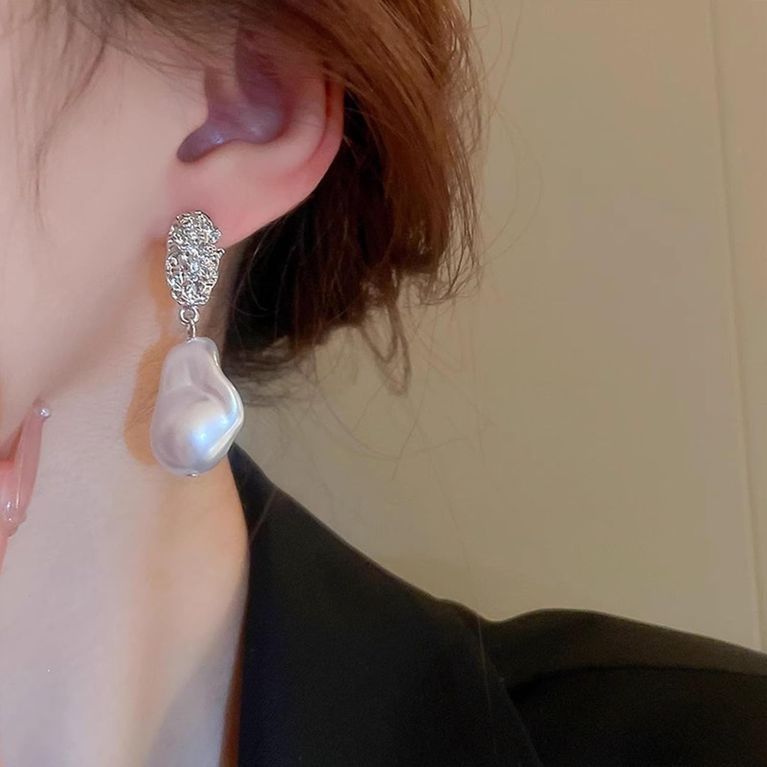 W WEILIRIAN Boho Pearl Drop Earrings Silver Pearl Dangle Earrings Vintage Pearl Bead Earrings Statement Pearl Earrings Jewelry for Women - Image 8