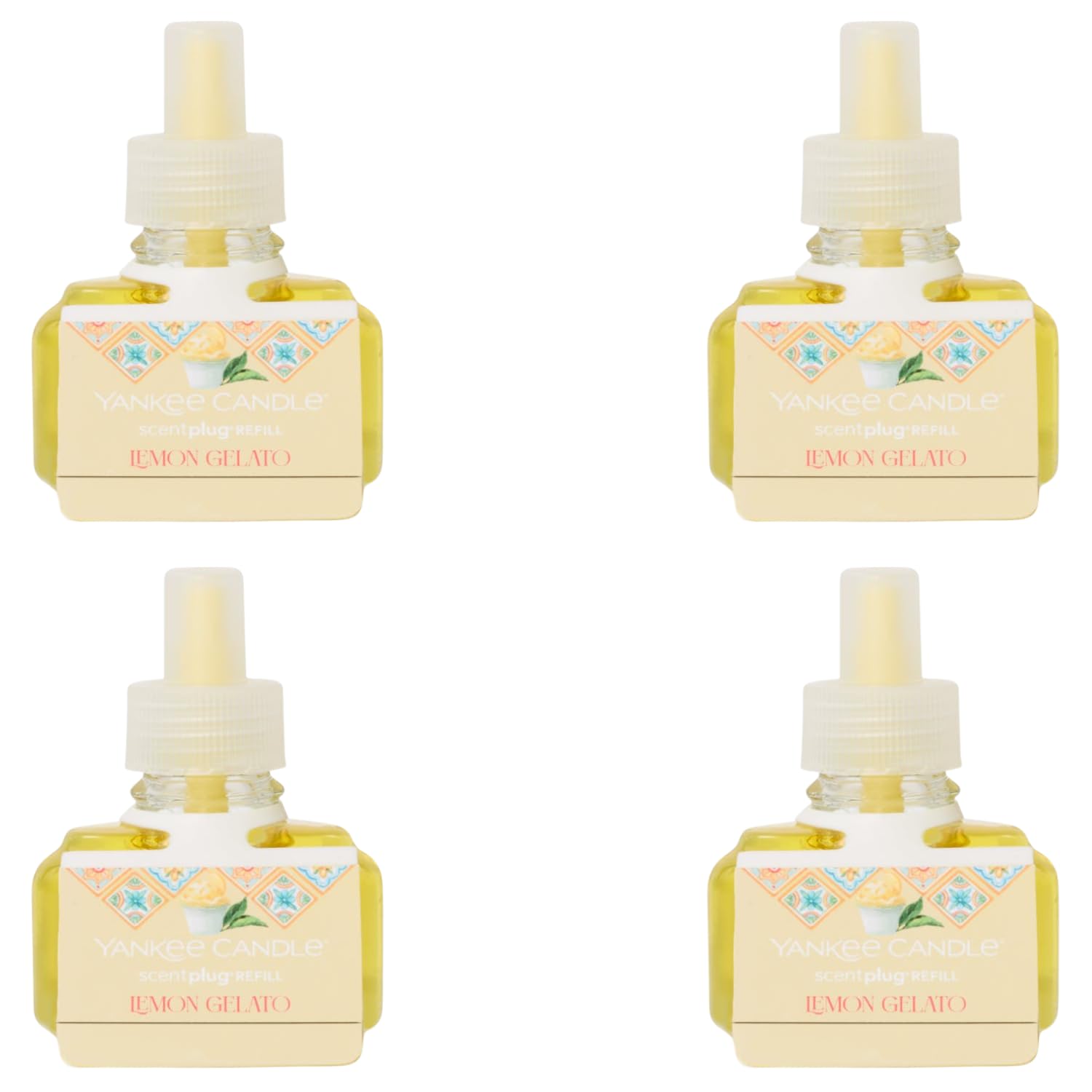 Yankee Candle ScentPlug Refill, Hello Italy Collection, Lemon Gelato, Home Air Freshener Plug-In Refills, 30-Day Continuous Fragrance, (Pack of 4)