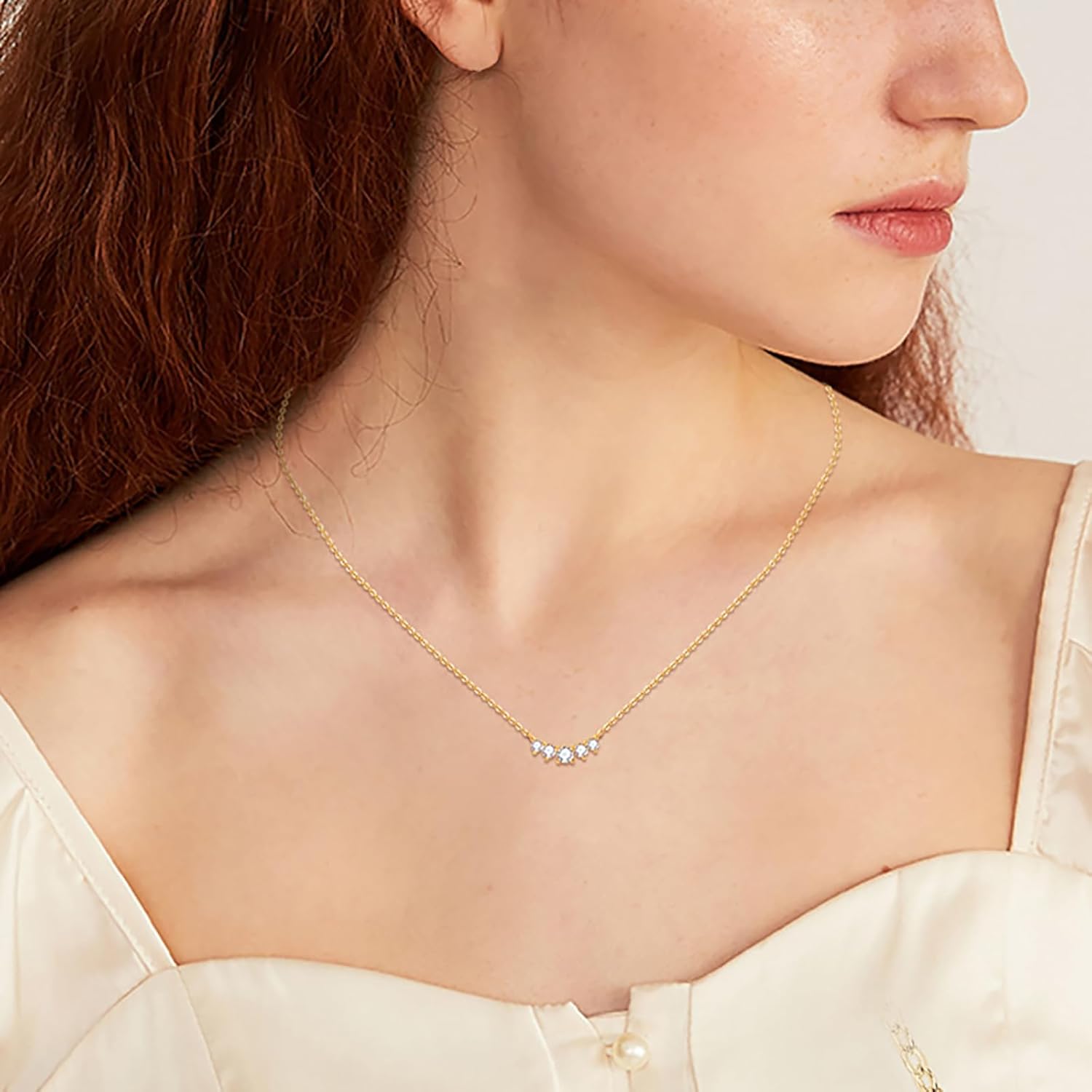 14K Gold Smiling Face 0.58ct Diamond Necklace for Women,VVS1 Round Cut D-color (Chain Length: 15.75+1.97 ")